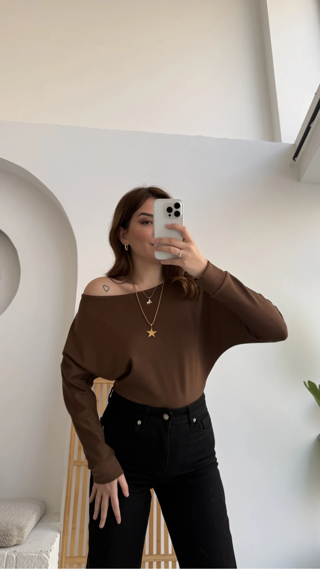 Moira Kayık Yaka Yarasa Kol Bluz - Kahverengi