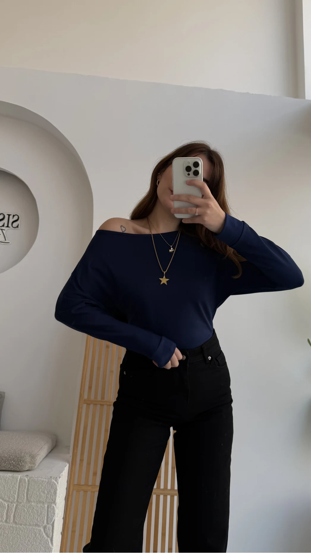 Moira Kayık Yaka Yarasa Kol Bluz - Lacivert