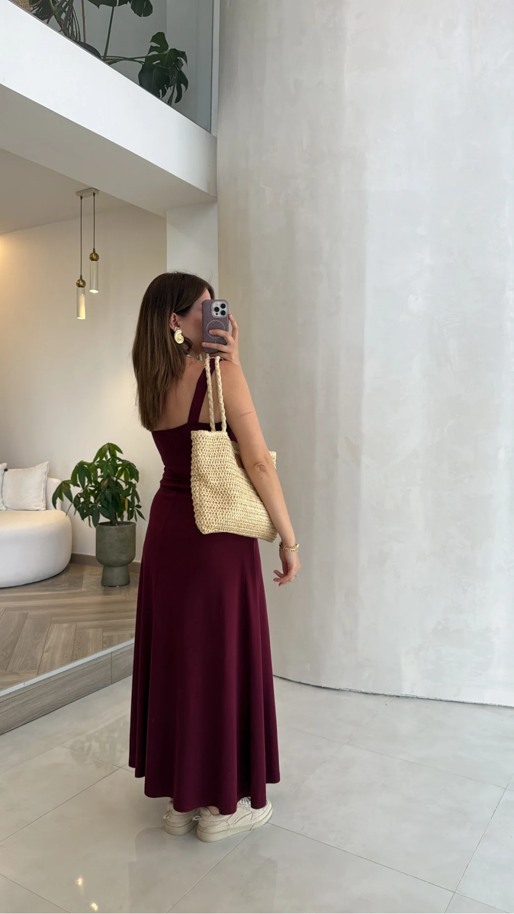 Moledro Askılı Modal Elbise - Bordo - Kod: 148