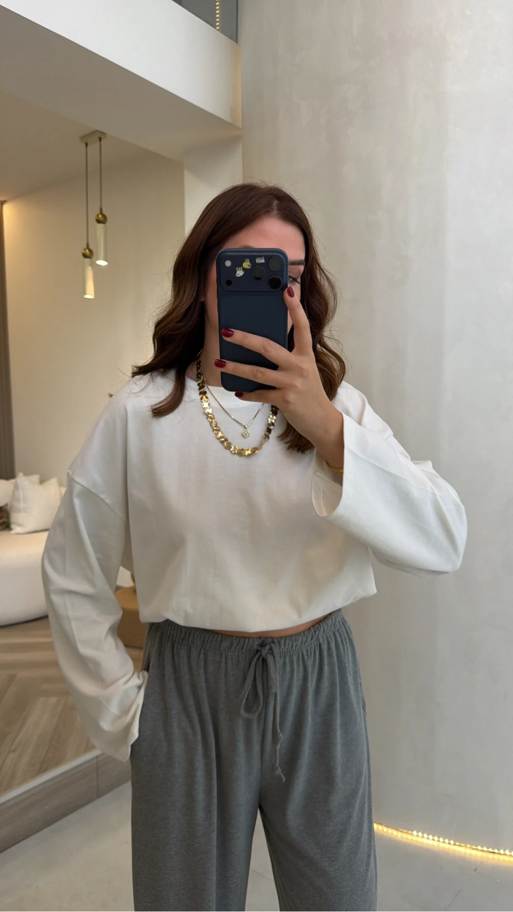 Molina Bisiklet Yaka Basıc Sweatshirt - Beyaz - Kod: 4886
