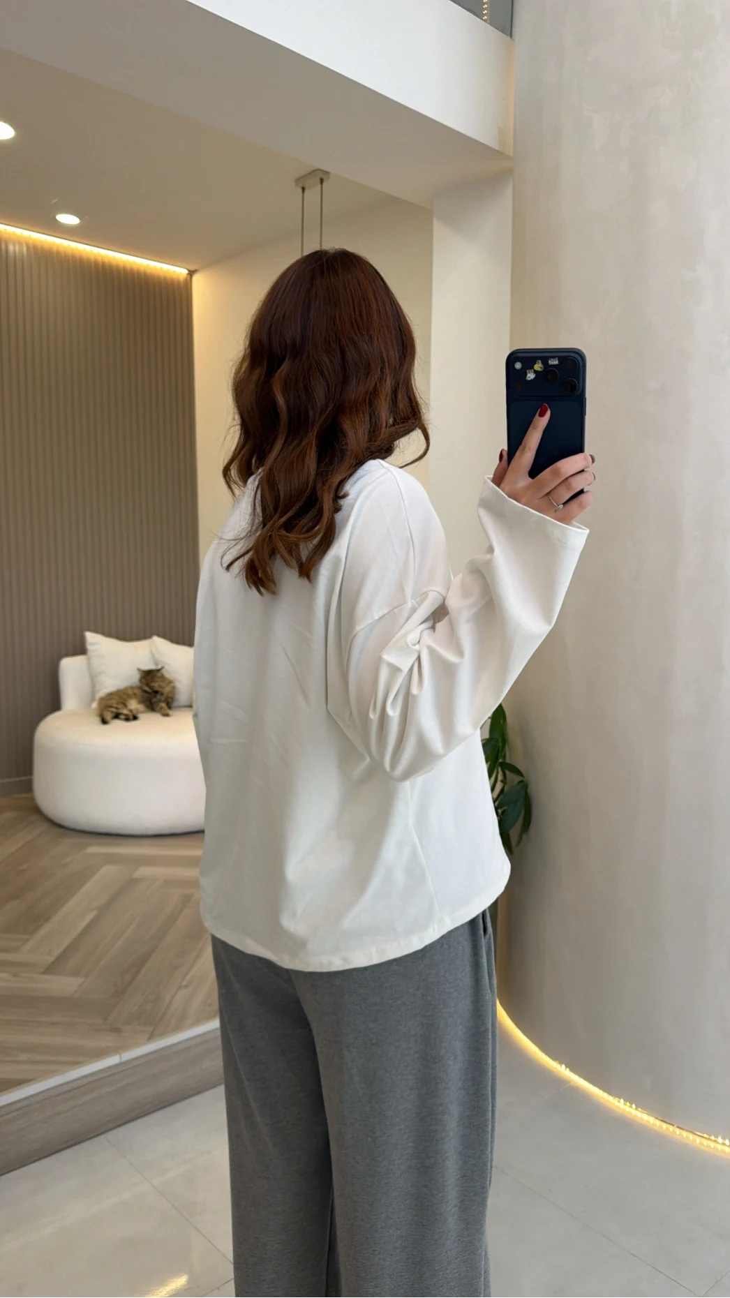 Molina Bisiklet Yaka Basıc Sweatshirt - Beyaz - Kod: 4886
