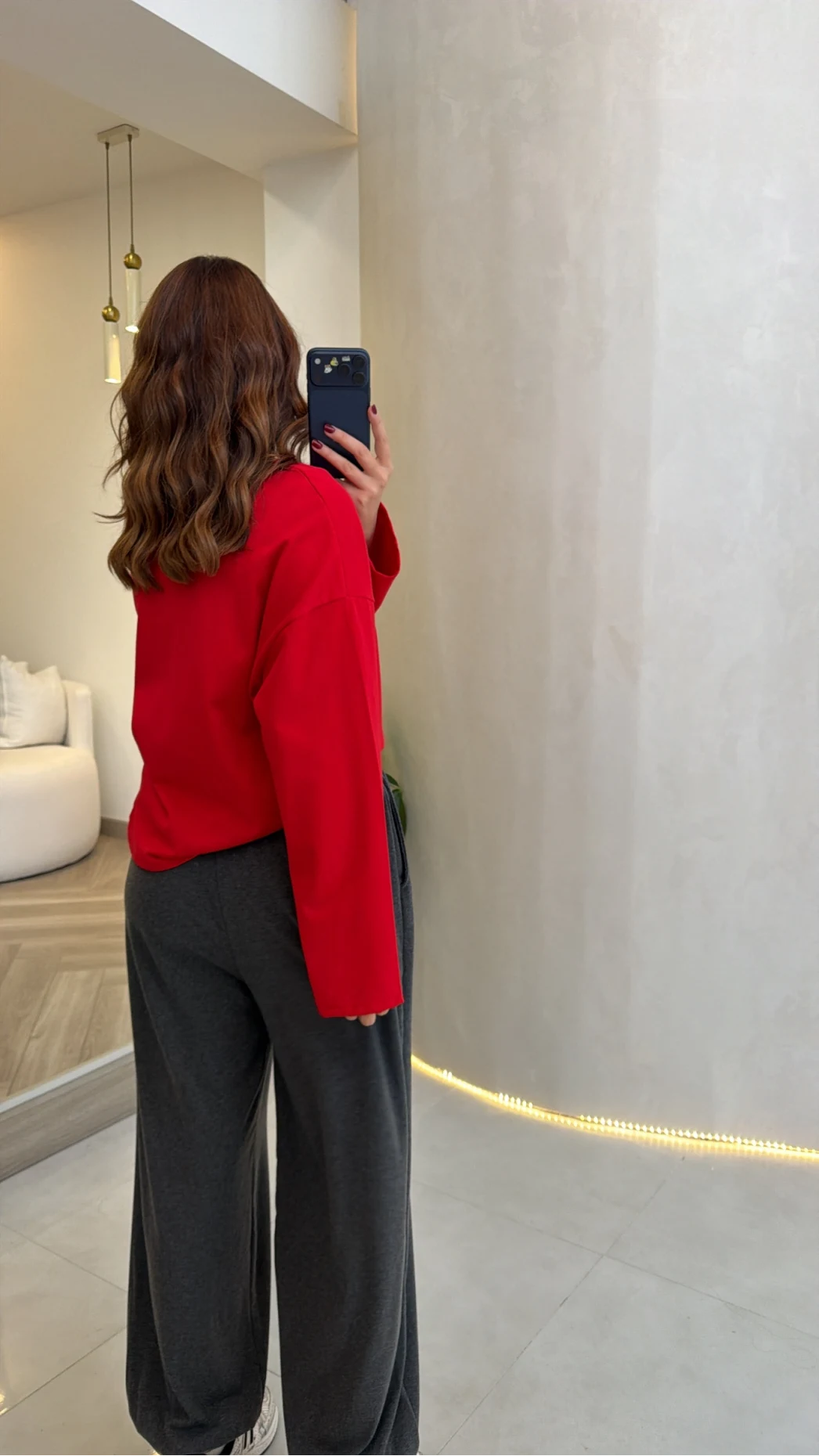 Molina Bisiklet Yaka Basıc Sweatshirt - Kırmızı - Kod: 4886