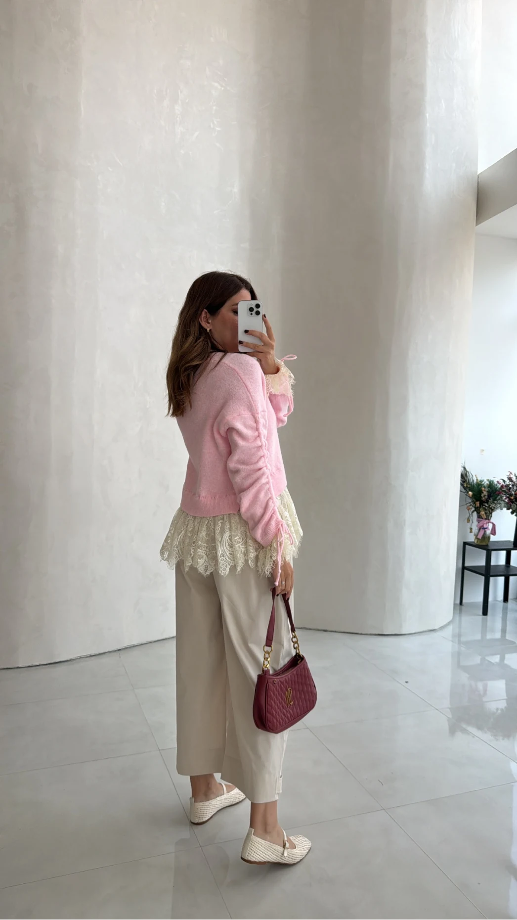 Molly Dantel Detay Triko Hırka - Pembe - Kod: 9110