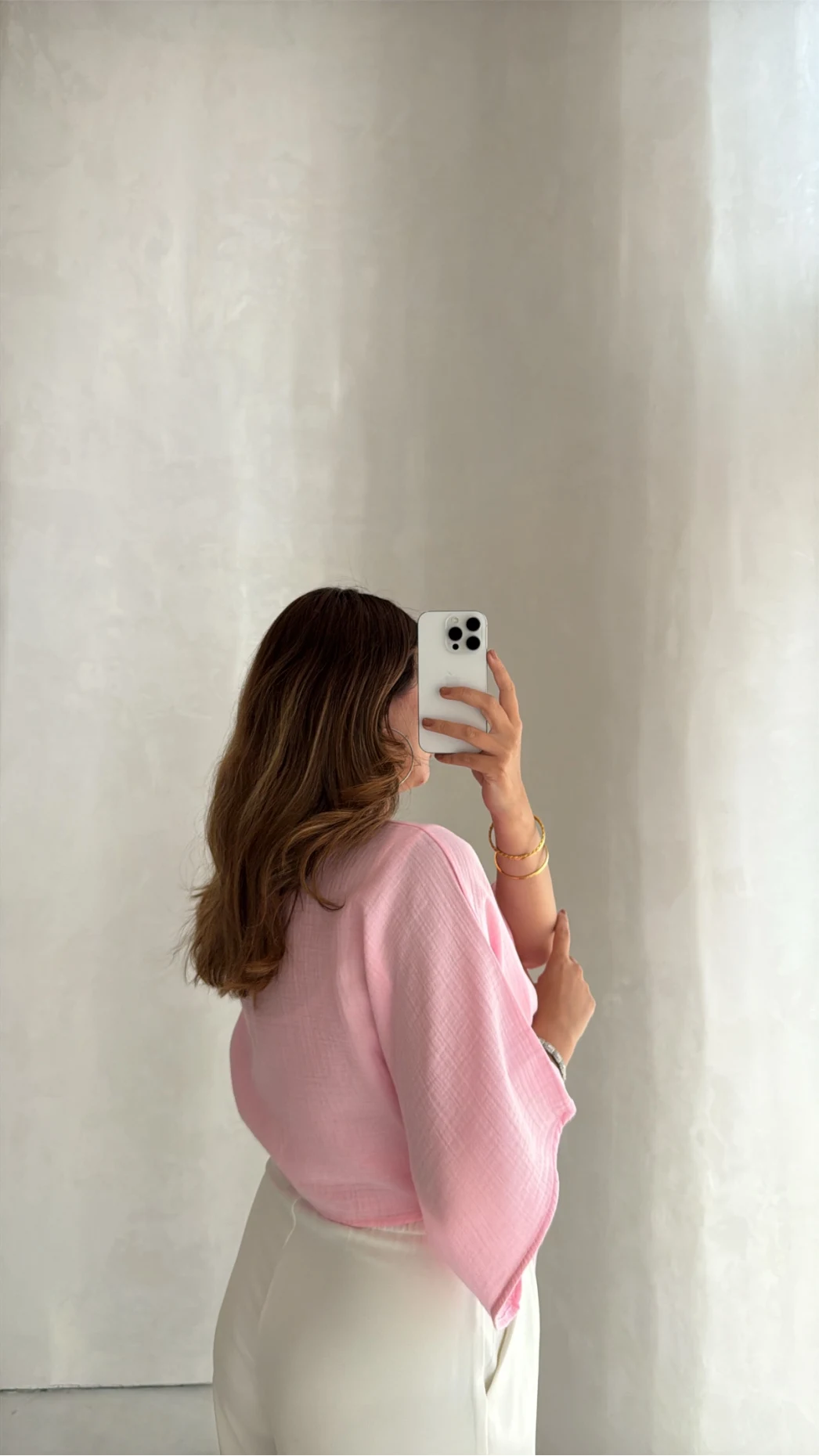 Müslin Bağlamalı Crop Bluz - Pembe - Kod: 4729