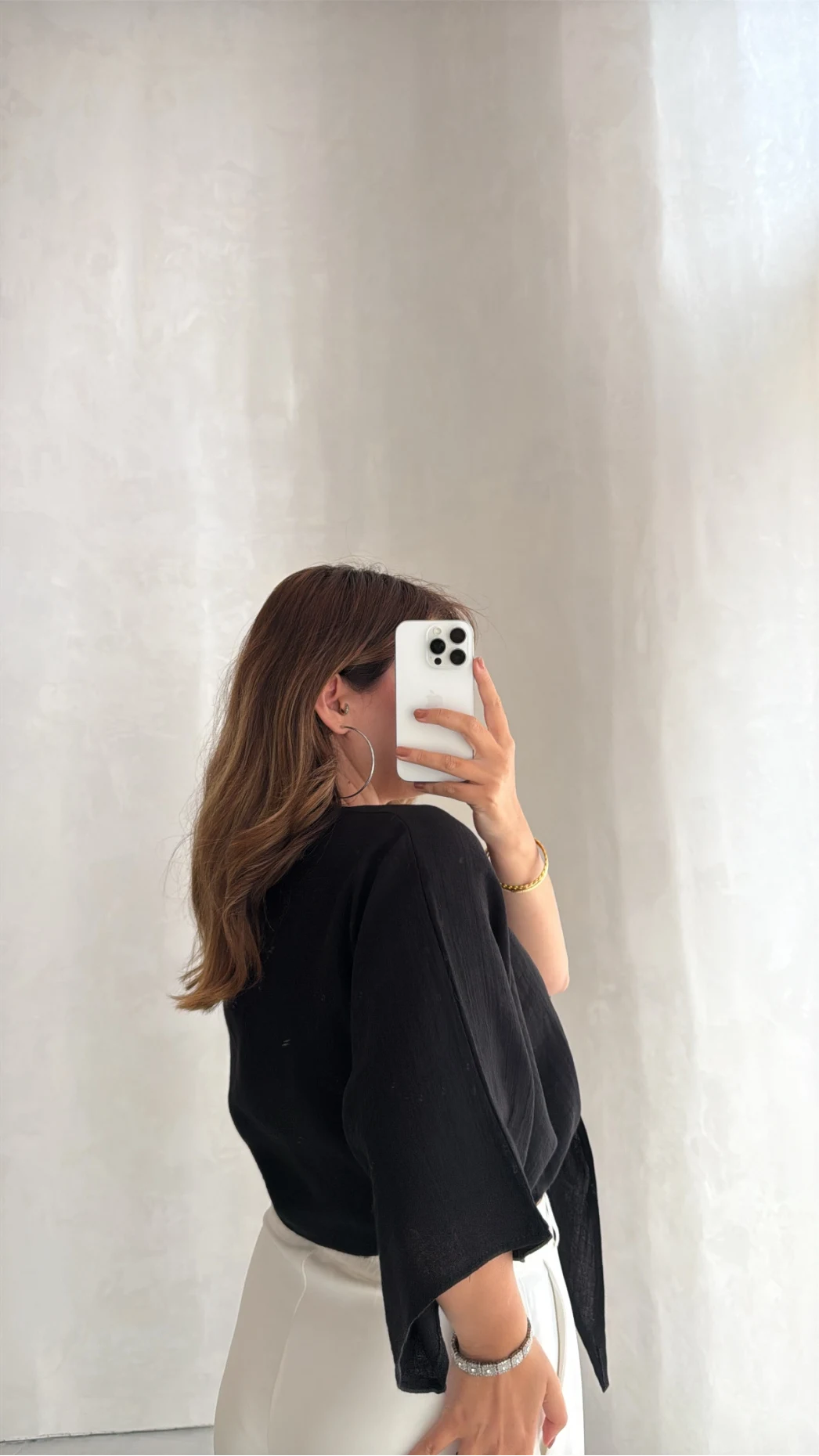 Müslin Bağlamalı Crop Bluz - Siyah - Kod: 4729