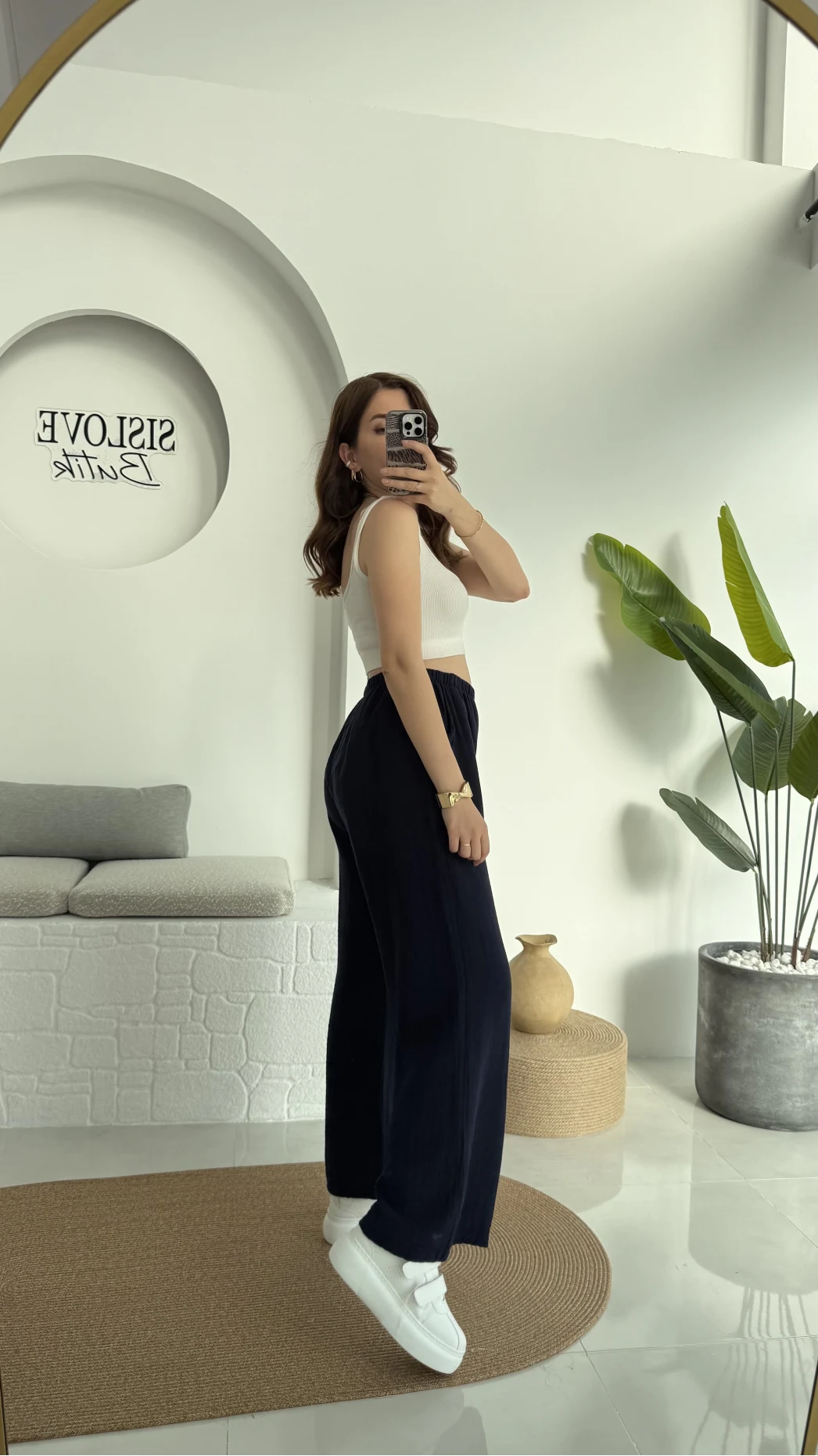 Müslin Cepli Pantolon Lacivert 0448