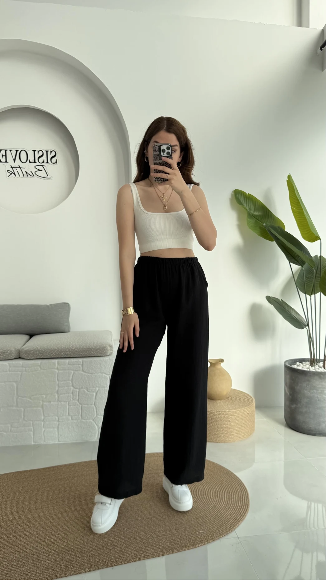 Müslin Cepli Pantolon Siyah 0448