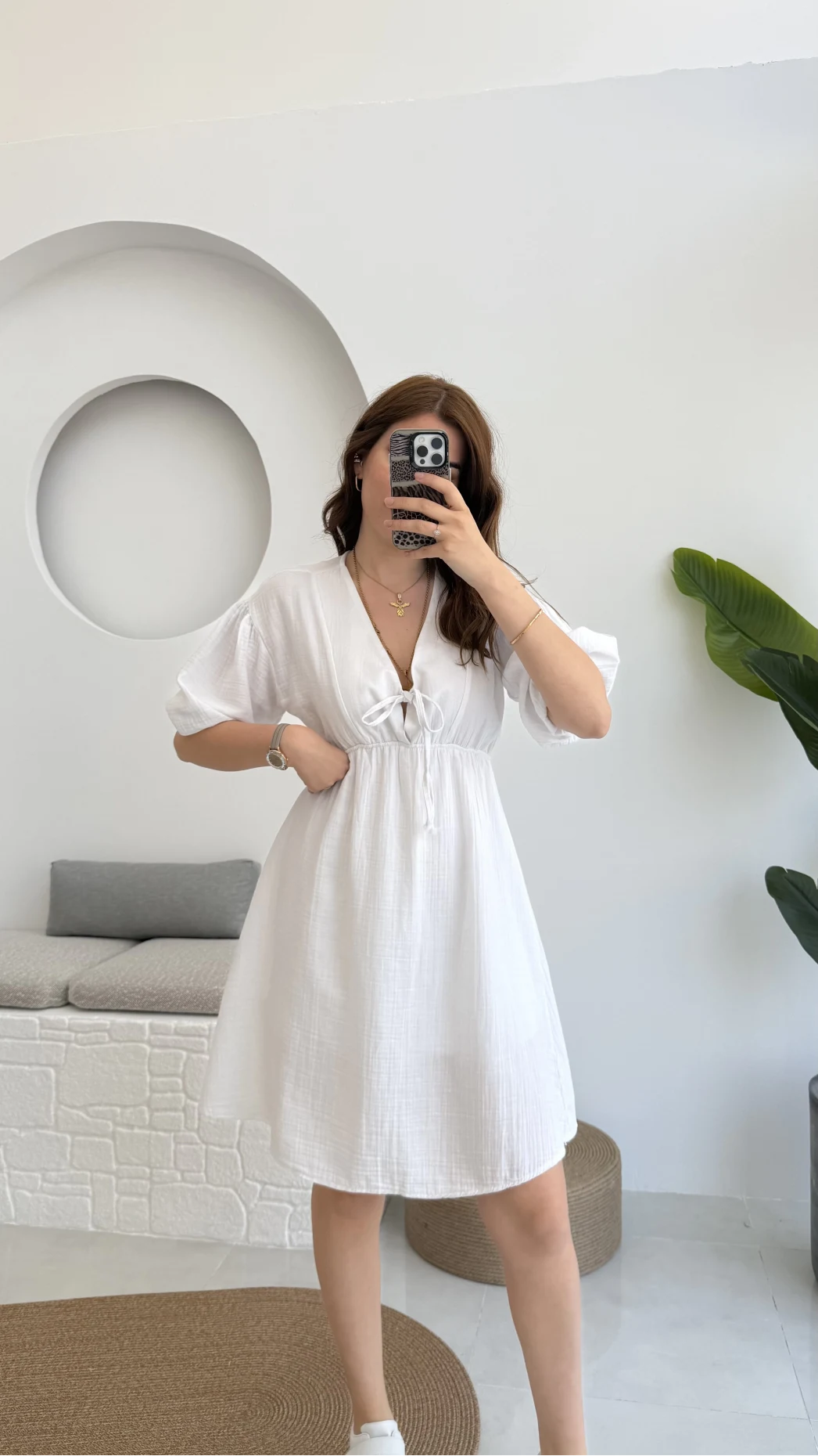 Müslin Kısa Becca Elbise Beyaz