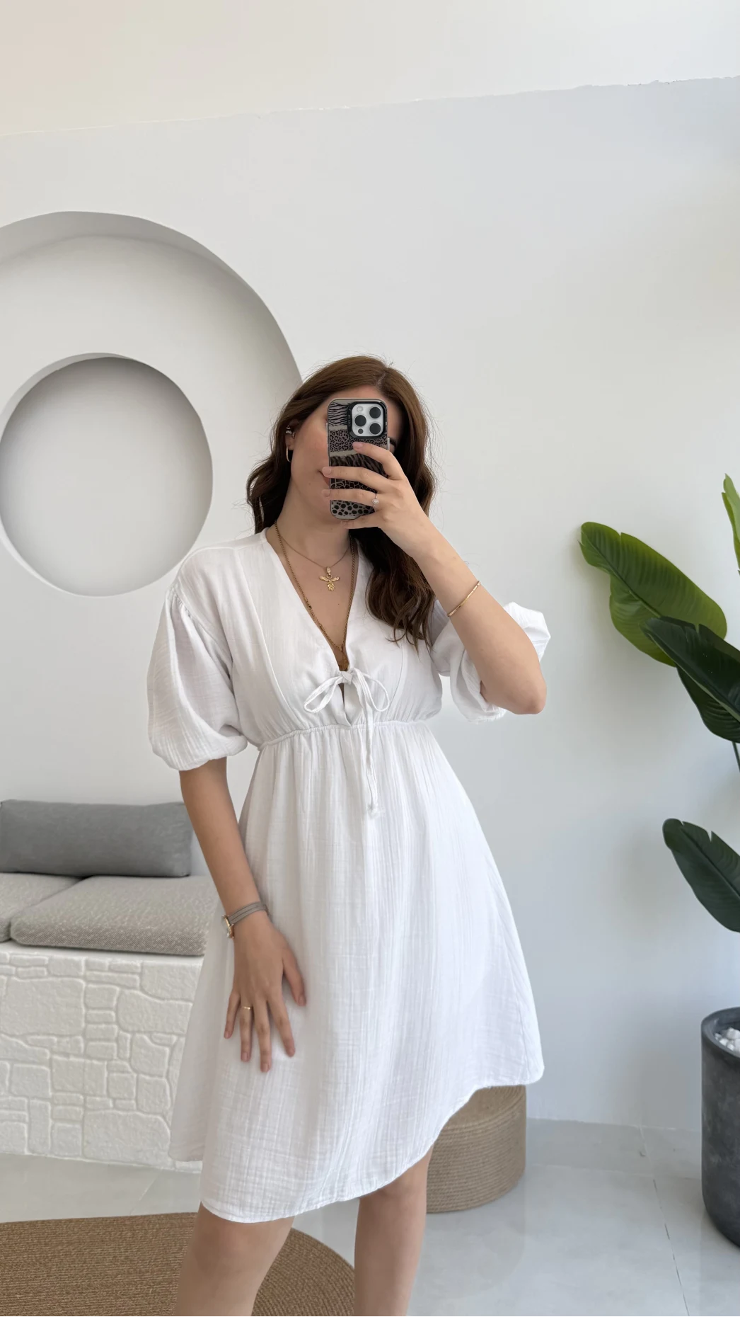 Müslin Kısa Becca Elbise Beyaz