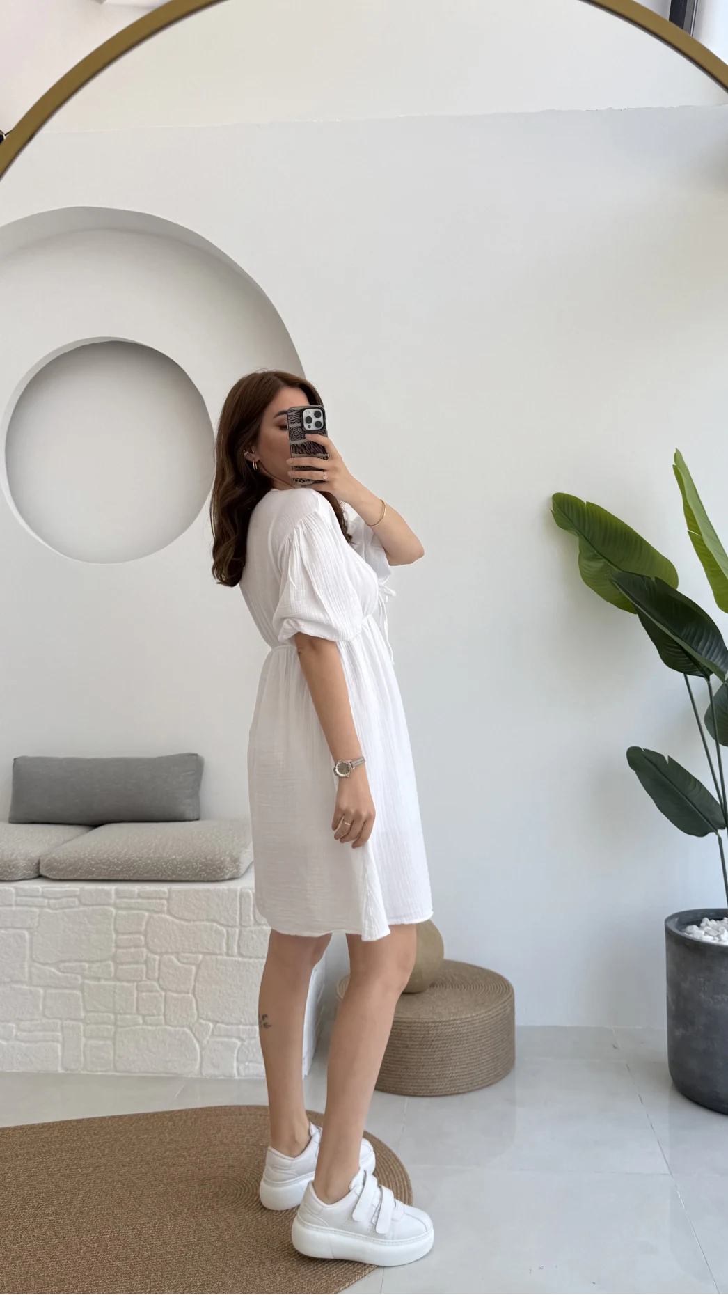 Müslin Kısa Becca Elbise Beyaz