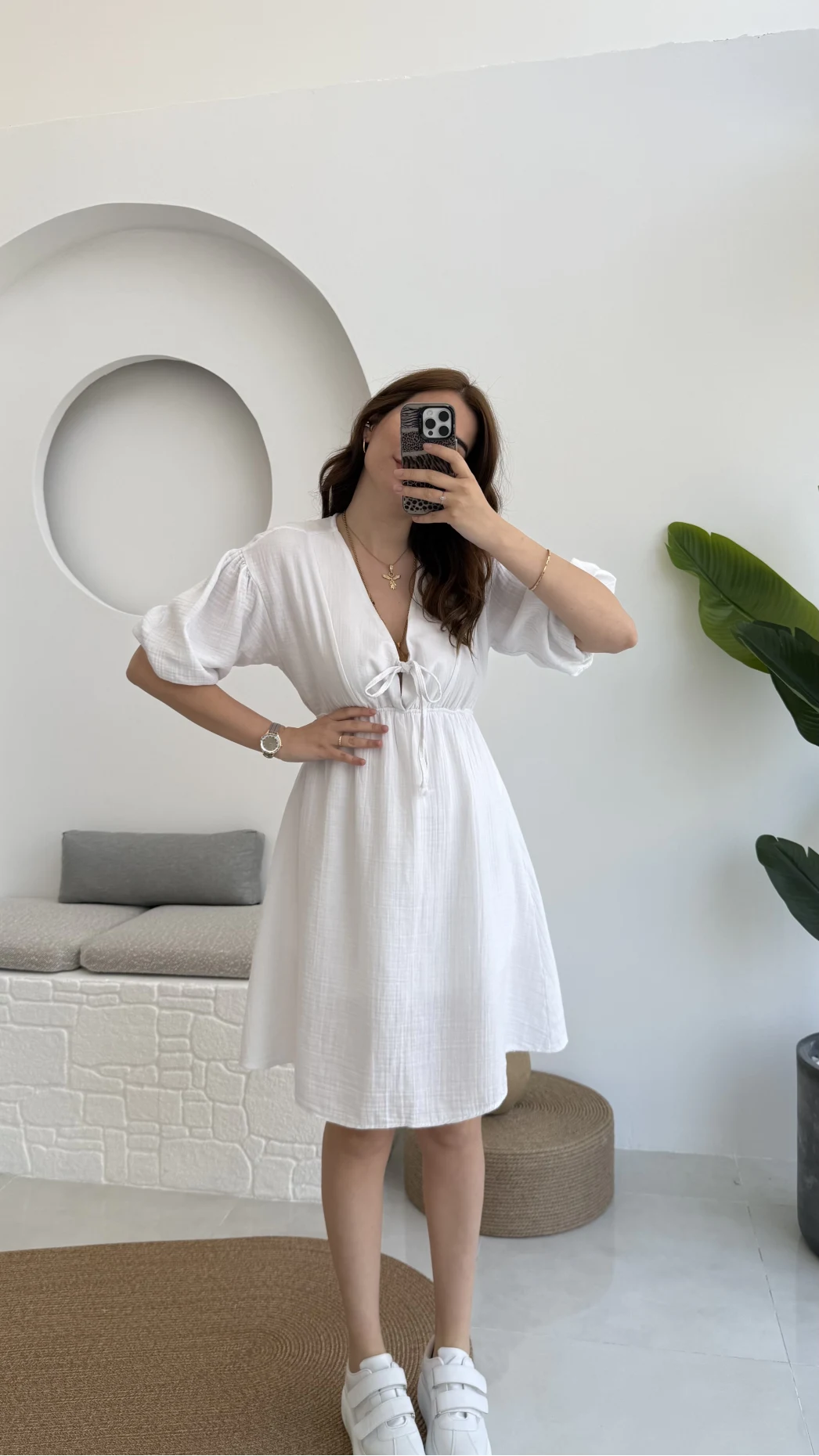 Müslin Kısa Becca Elbise Beyaz