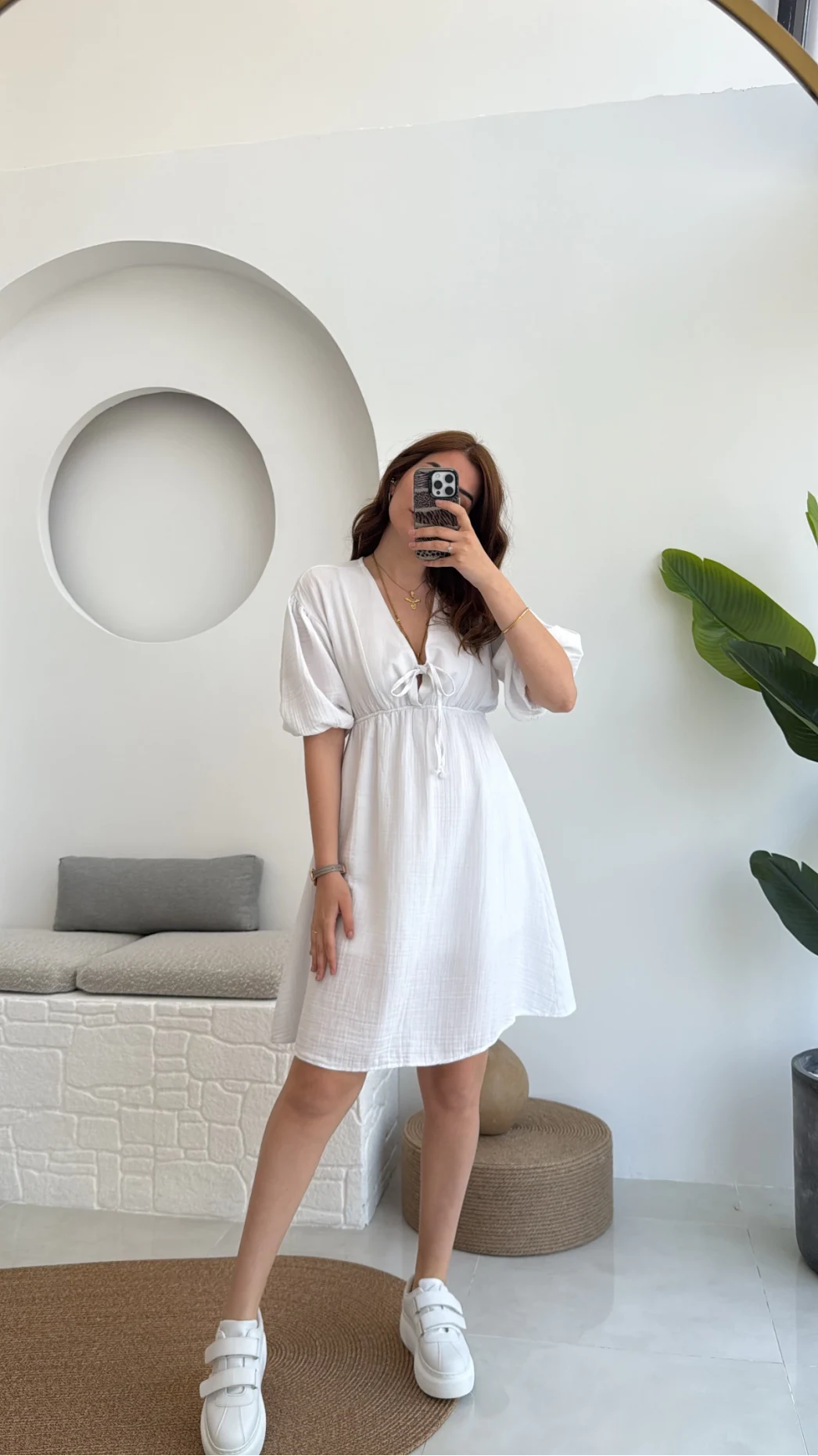 Müslin Kısa Becca Elbise Beyaz