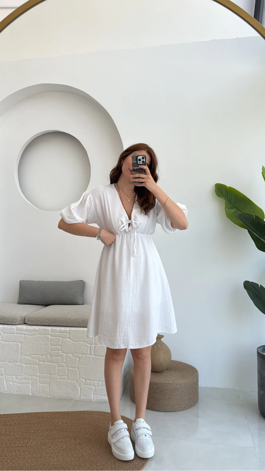 Müslin Kısa Becca Elbise Beyaz