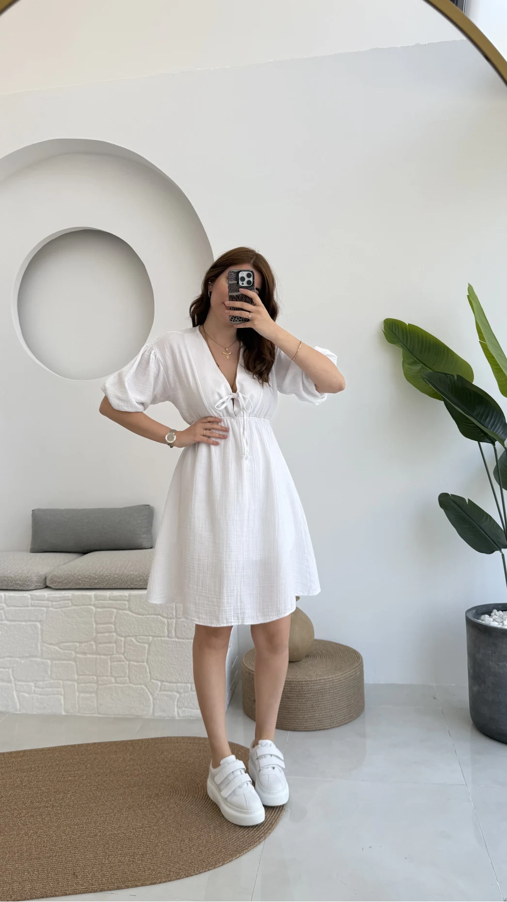 Müslin Kısa Becca Elbise Beyaz