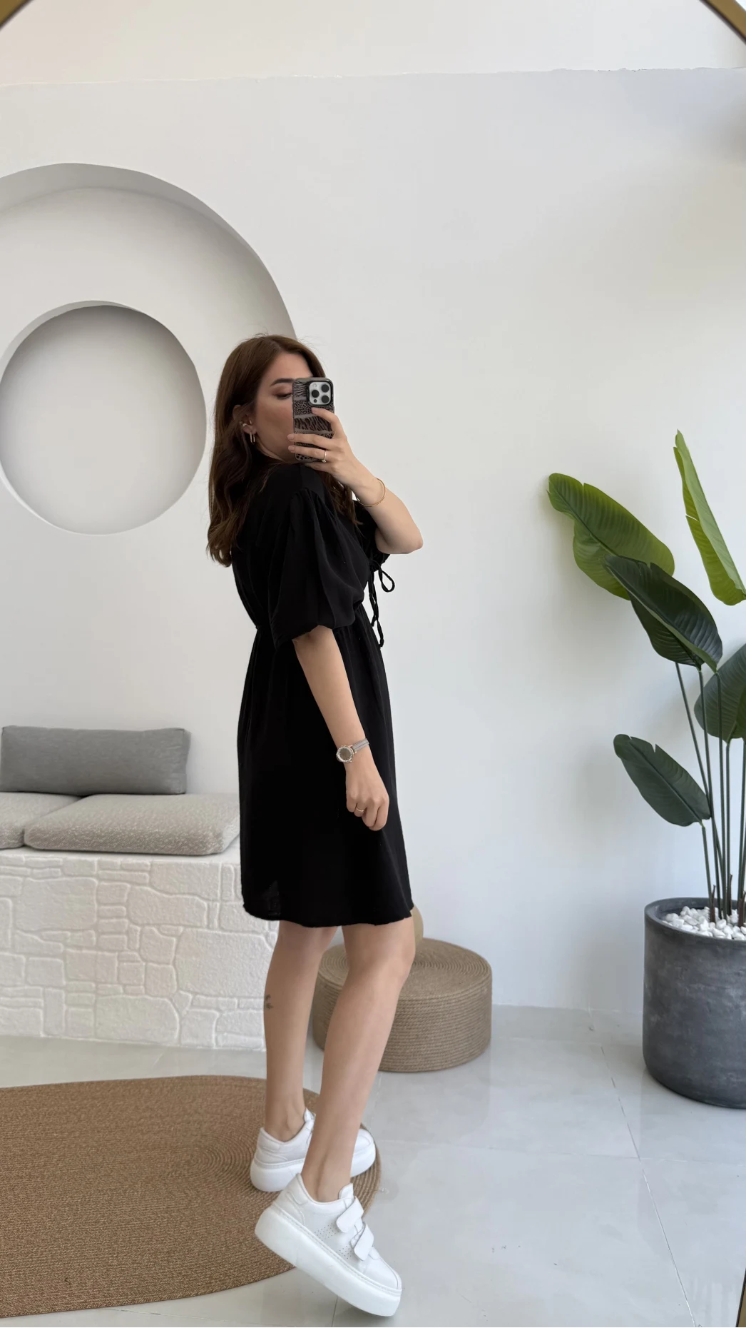 Müslin Kısa Becca Elbise Siyah