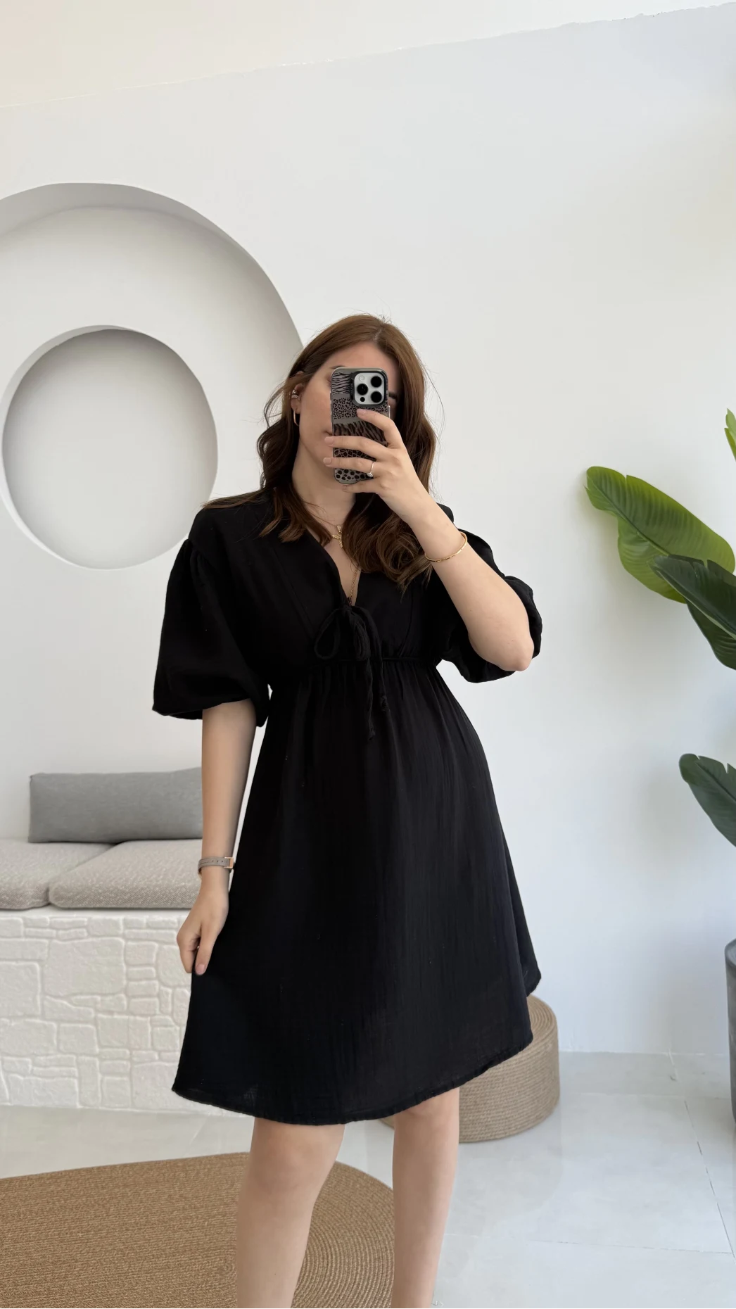 Müslin Kısa Becca Elbise Siyah