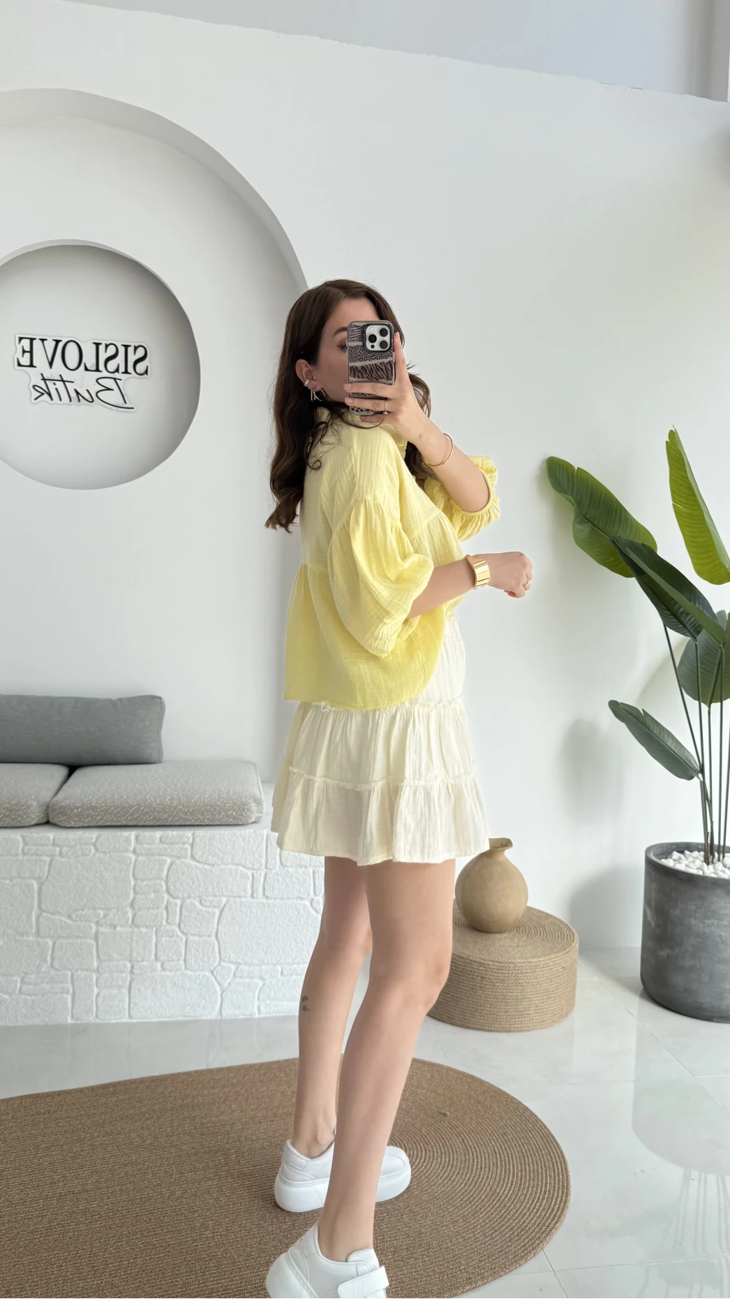 Müslin Kısa Etek Açık Sarı 0464