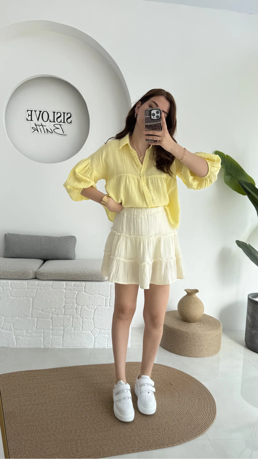 Müslin Kısa Etek Açık Sarı 0464