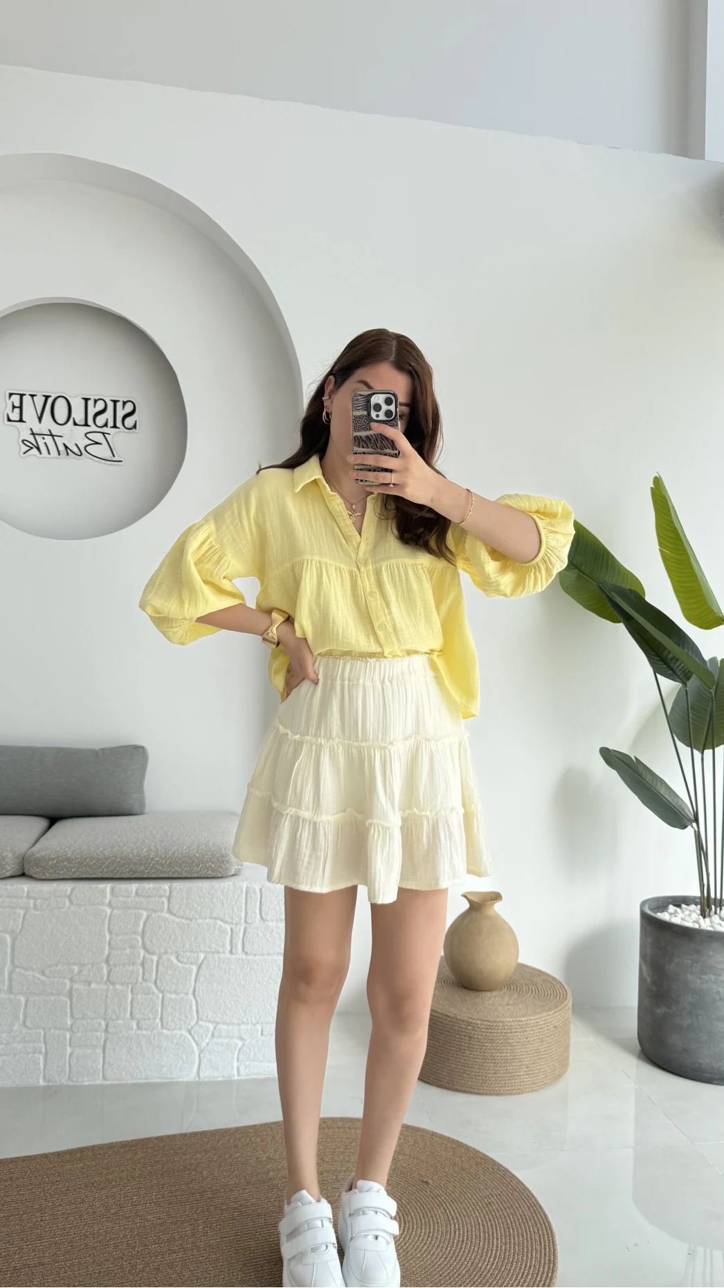 Müslin Kısa Etek Açık Sarı 0464