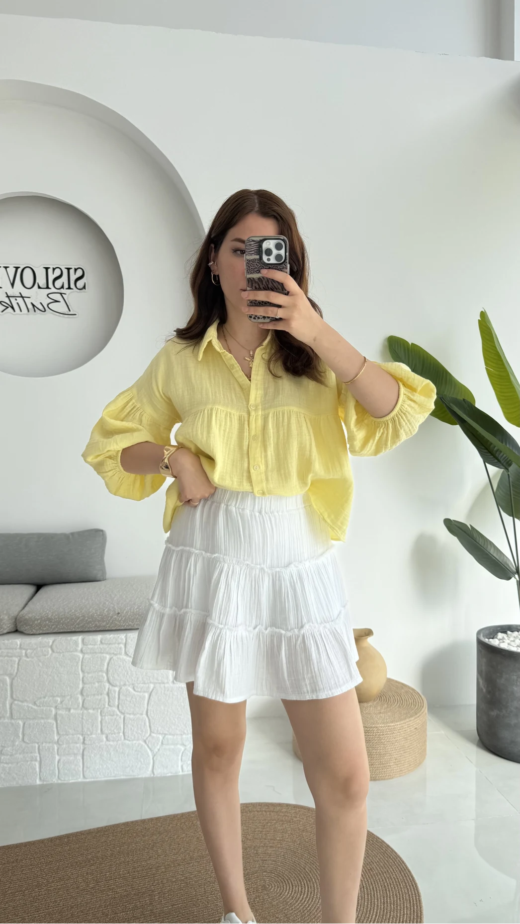 Müslin Kısa Etek Beyaz 0464