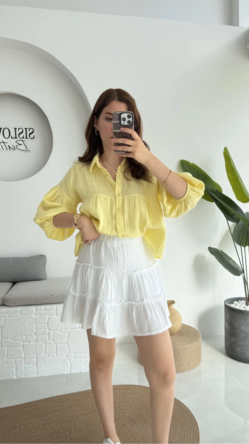 Müslin Kısa Etek Beyaz 0464