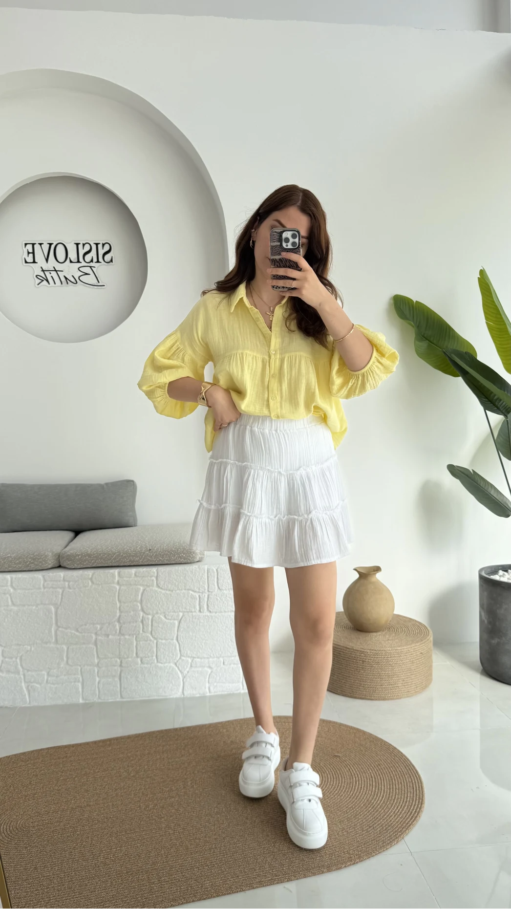 Müslin Kısa Etek Beyaz 0464