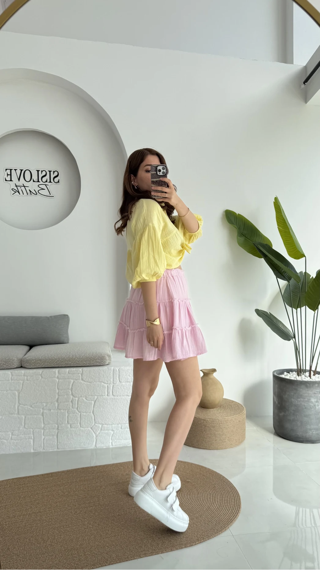 Müslin Kısa Etek Pembe 0464