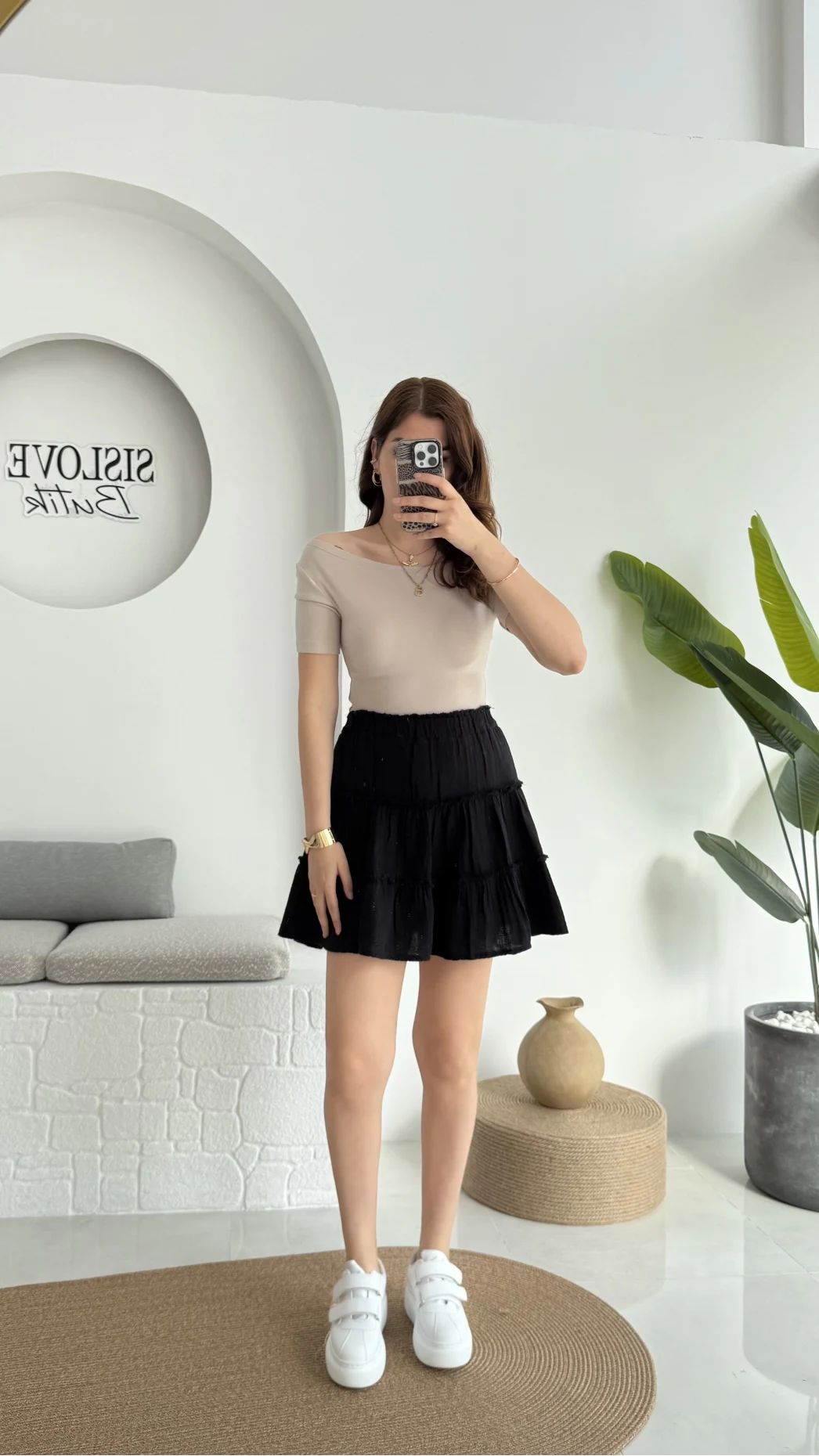 Müslin Kısa Etek Siyah 0464