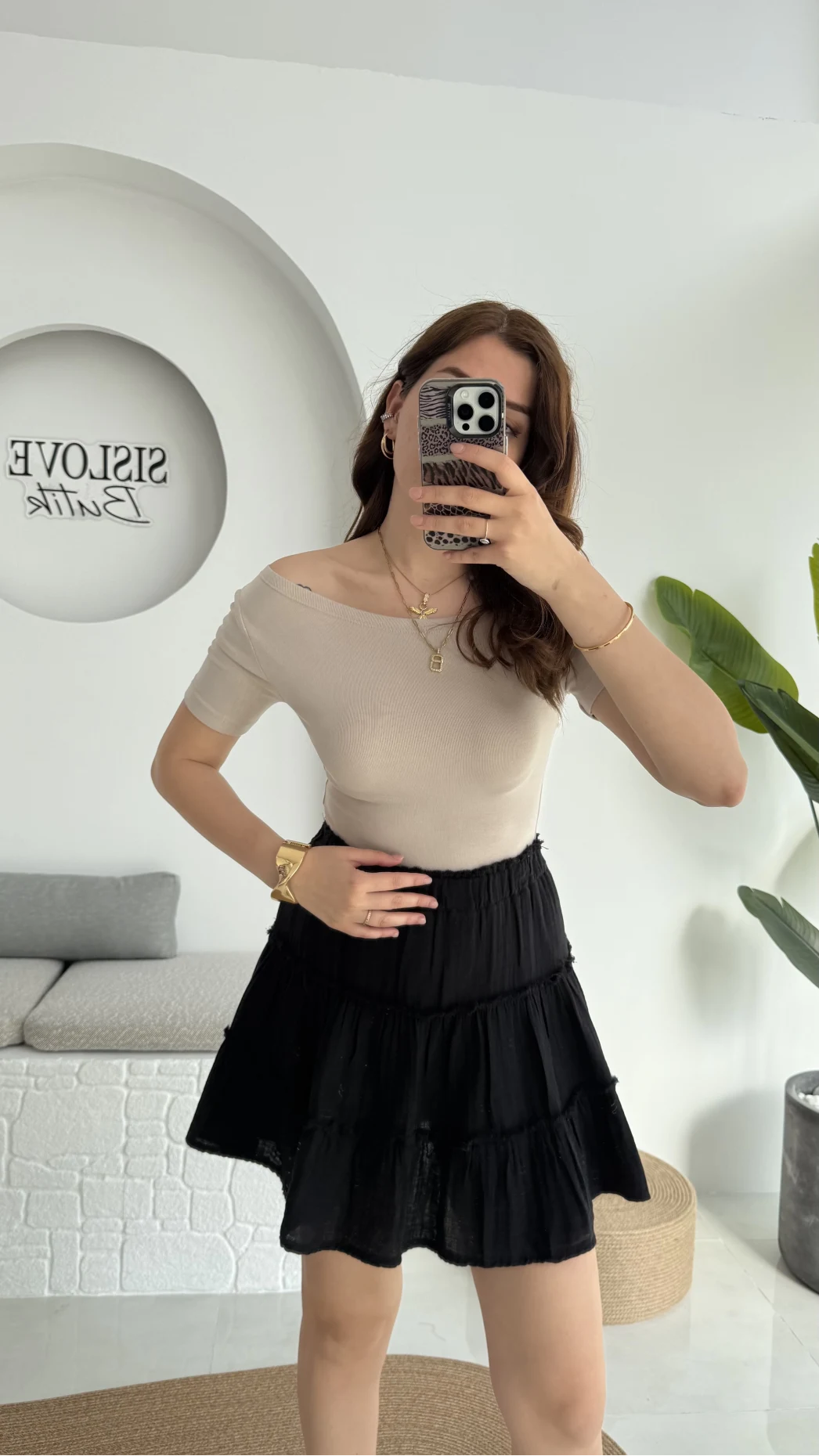 Müslin Kısa Etek Siyah 0464