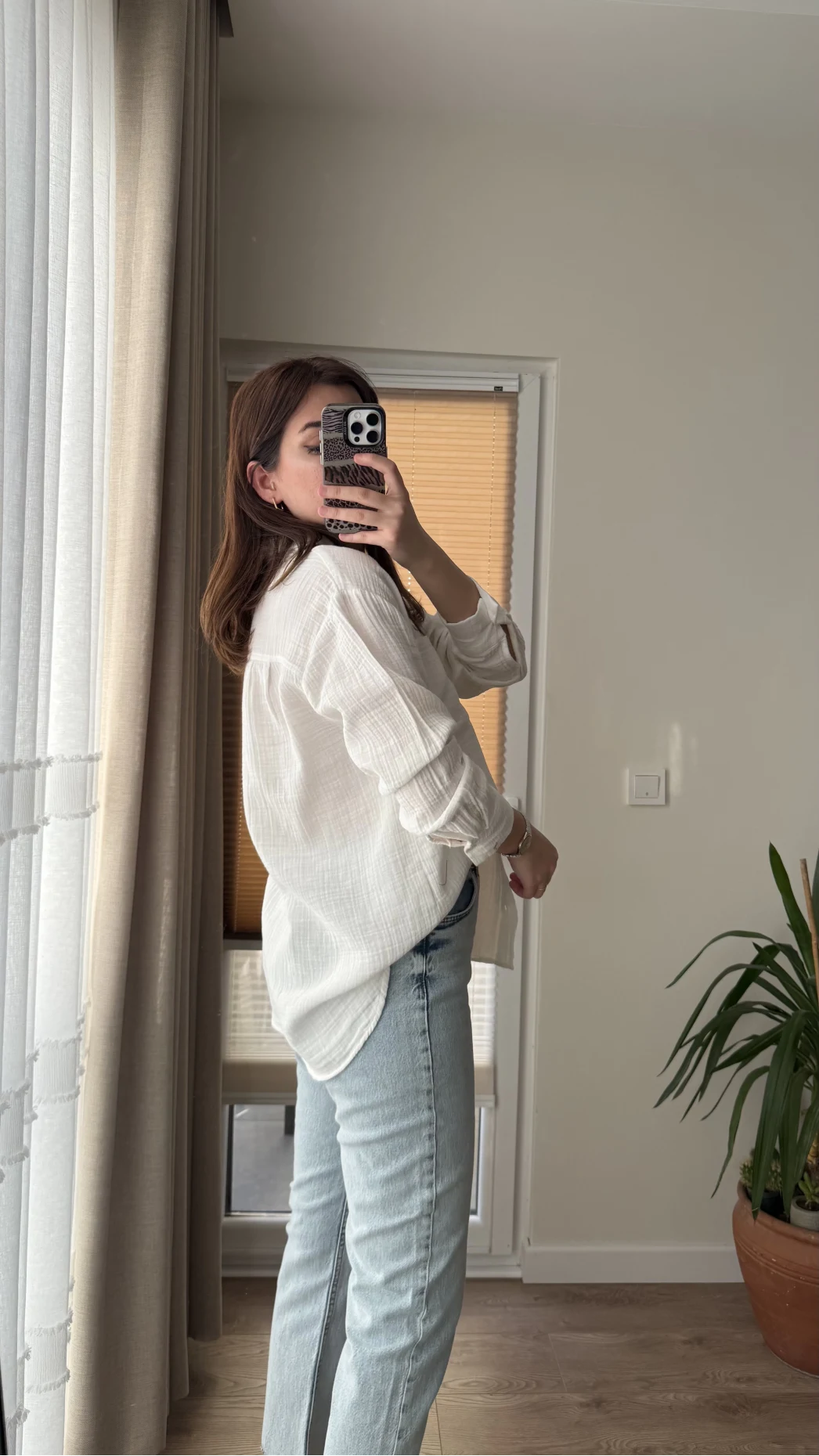 Müslin Kumaş Gömlek Beyaz