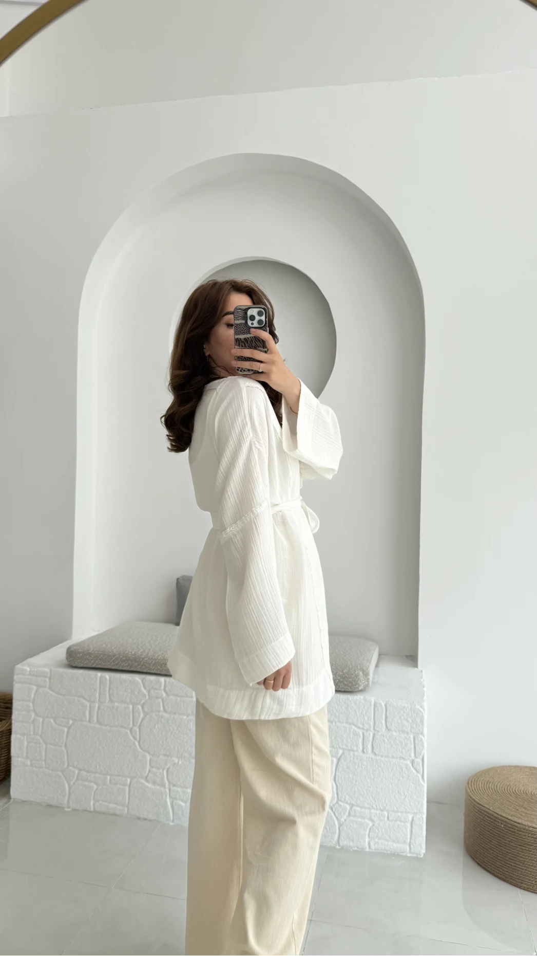 Müslin Kumaş Kimono Kırık Beyaz - 7011