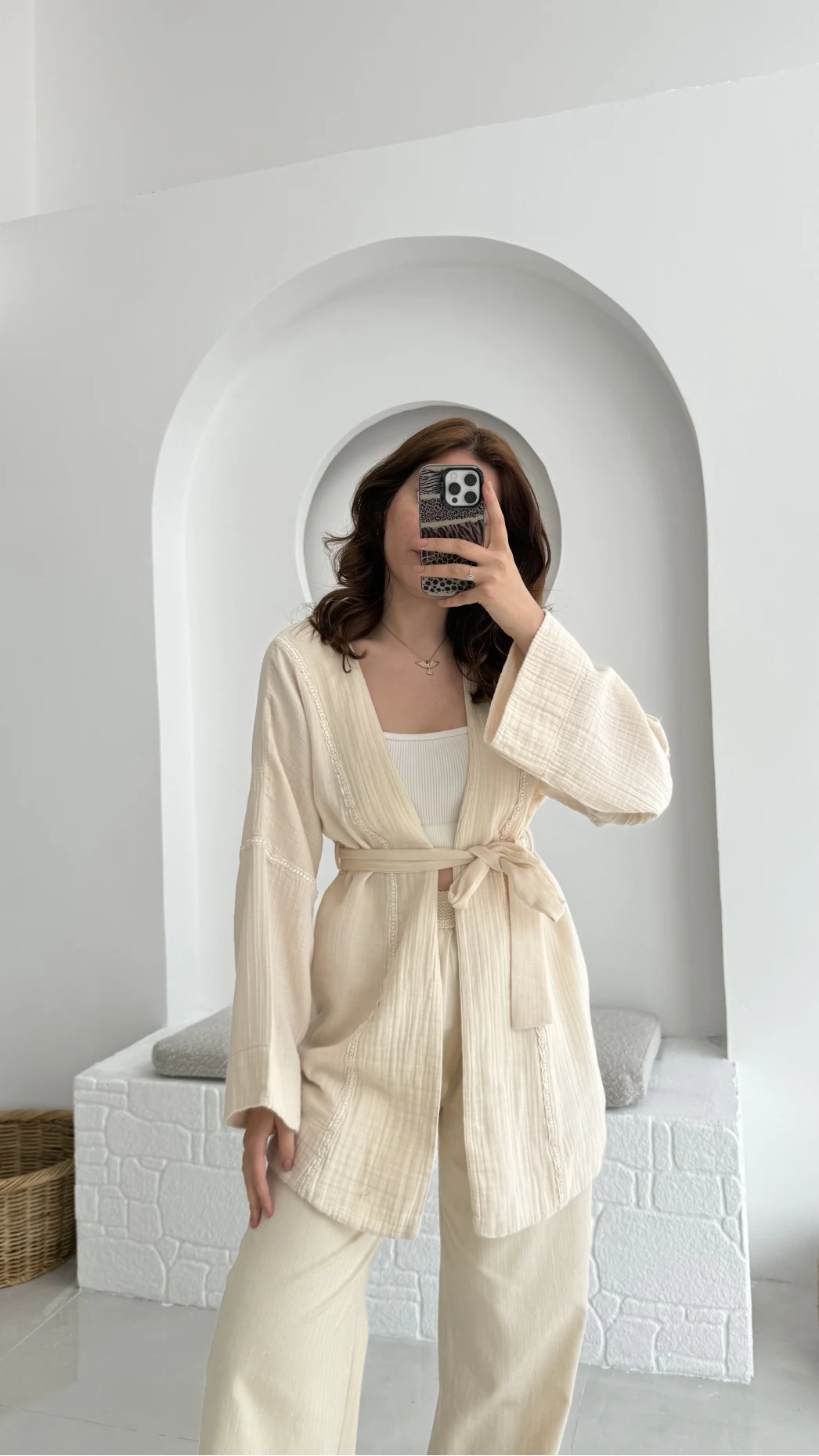 Müslin Kumaş Kimono Taş - 7011