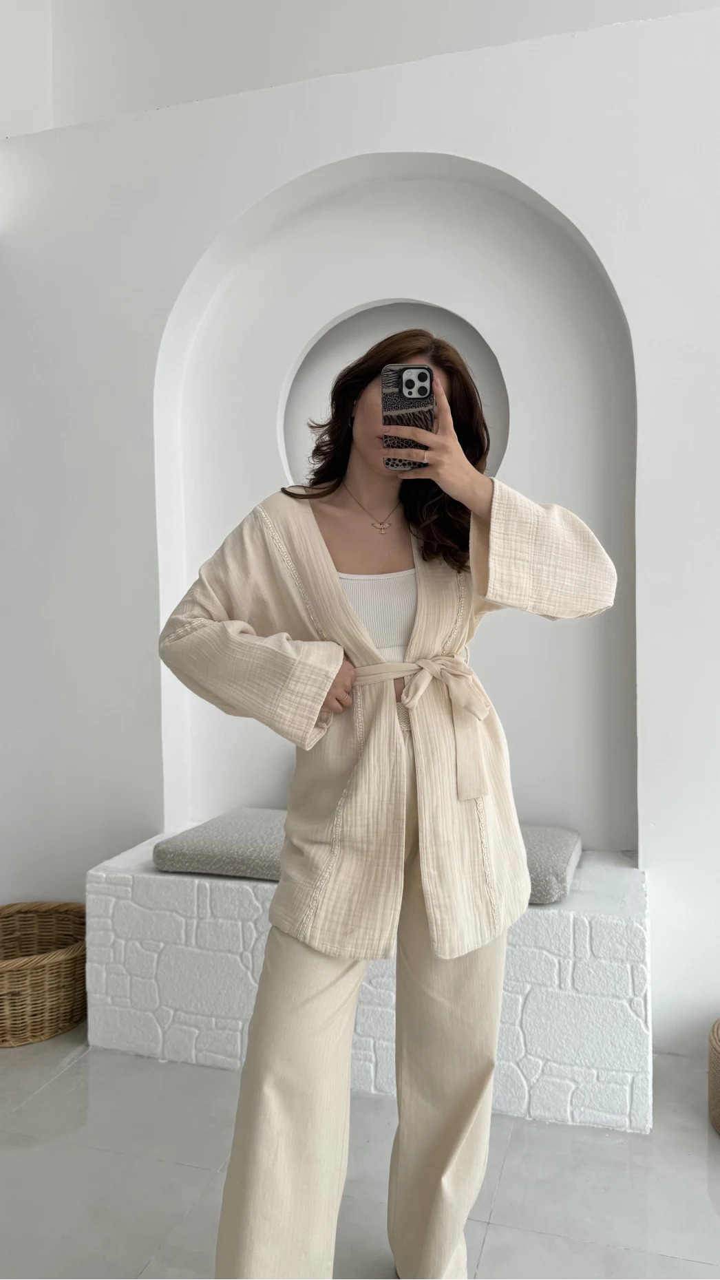 Müslin Kumaş Kimono Taş - 7011