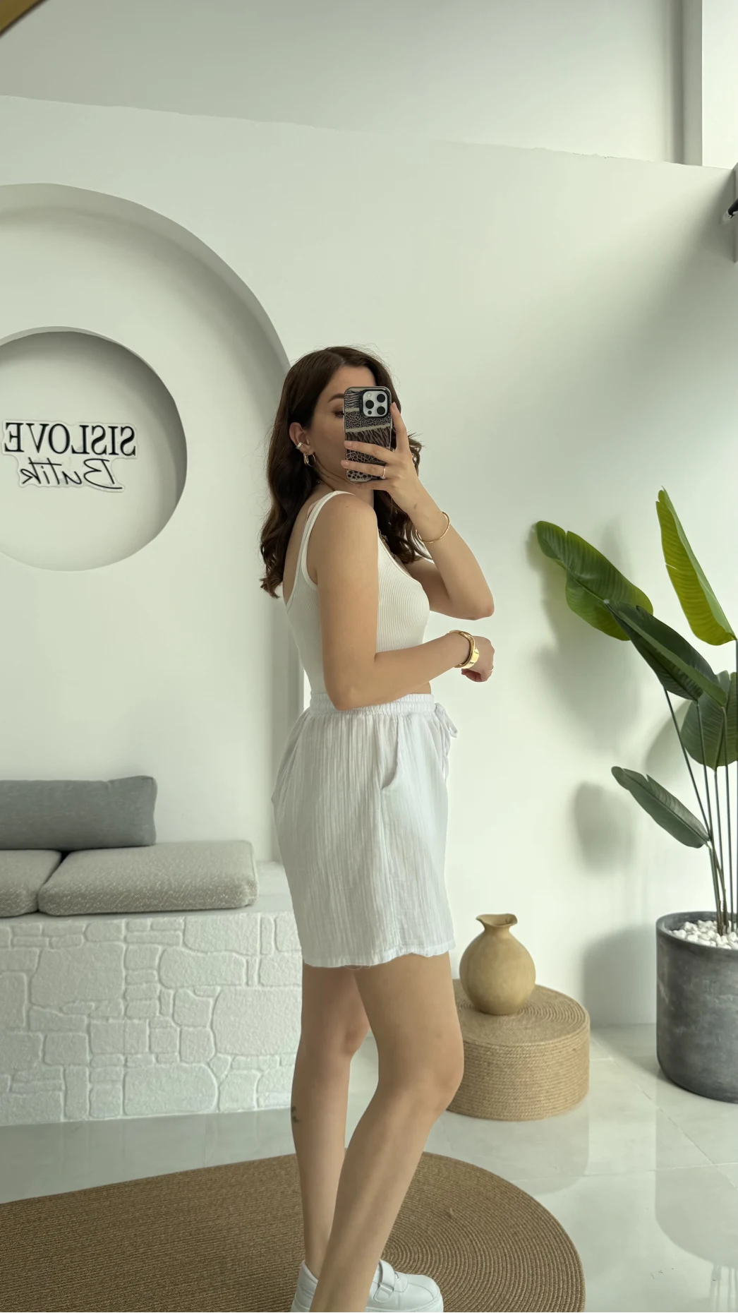 Müslin Kumaş Şort Beyaz 0463