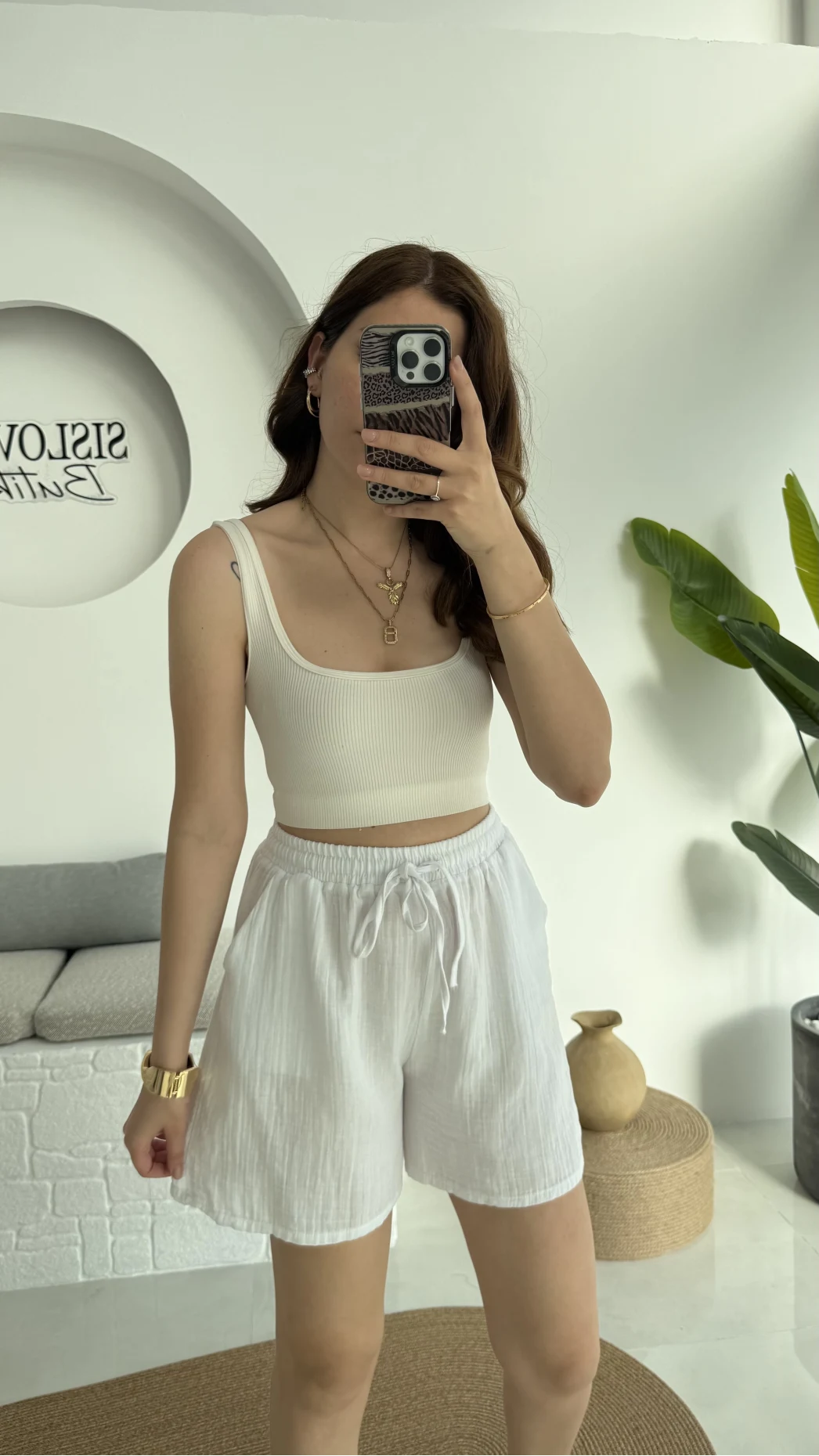 Müslin Kumaş Şort Beyaz 0463