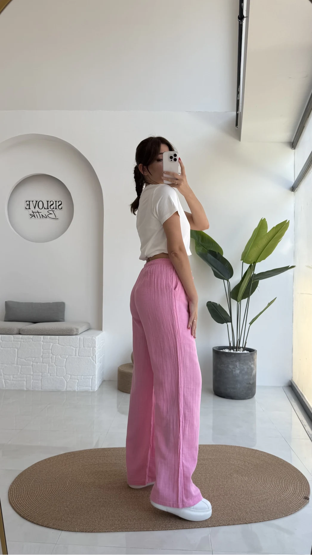 Müslin Pantolon - Pembe - 4010