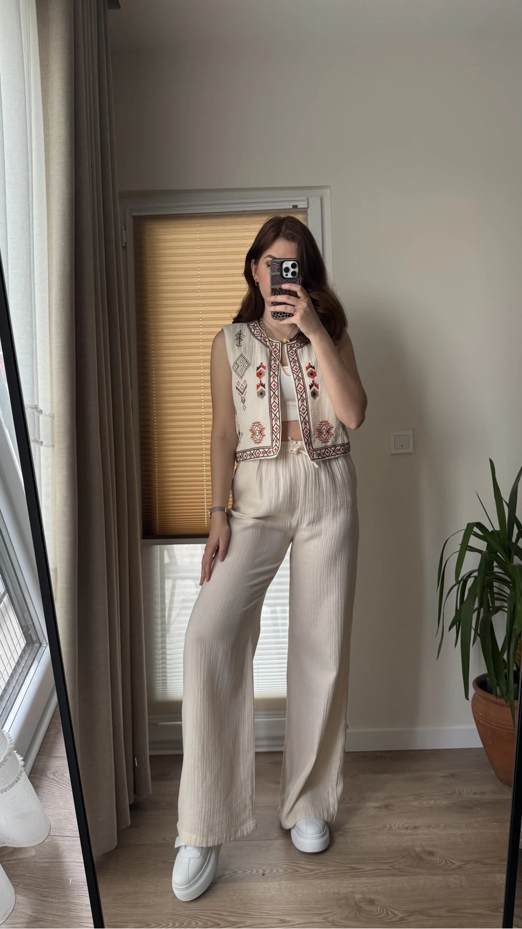 Müslin Pantolon - Taş - 4010