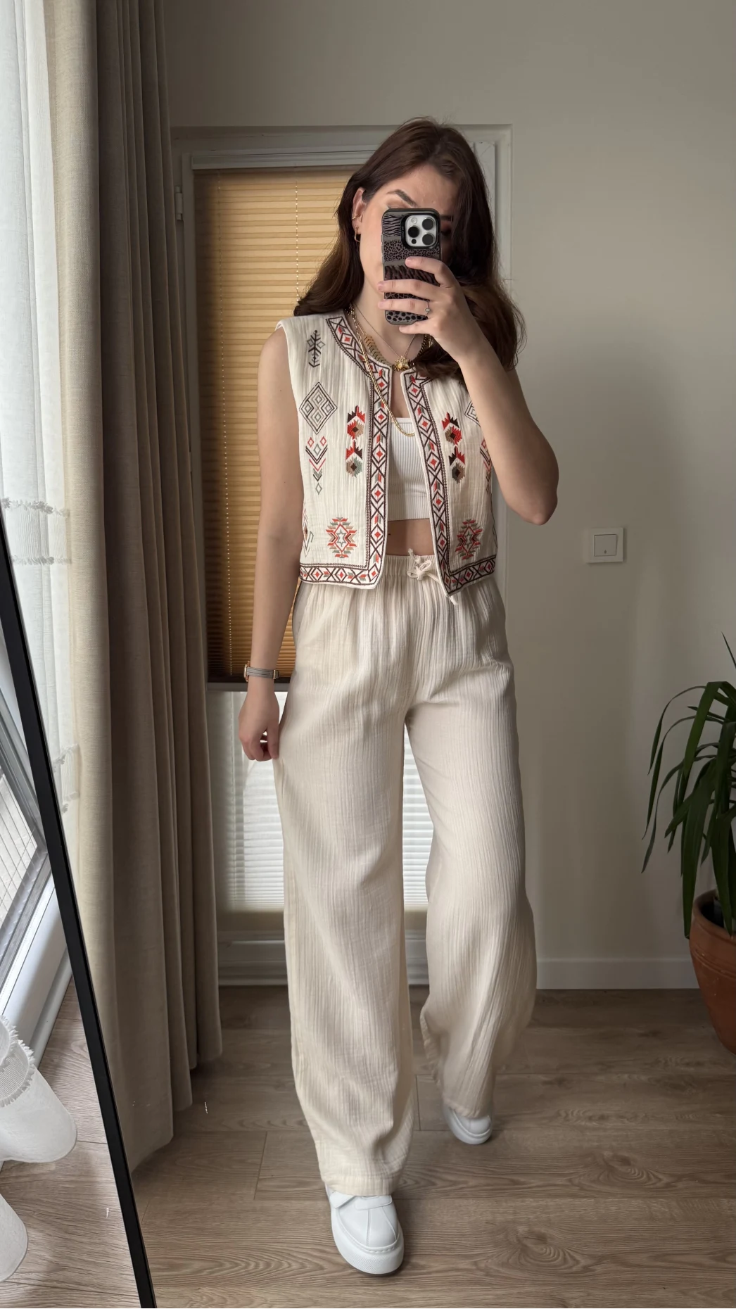 Müslin Pantolon - Taş - 4010