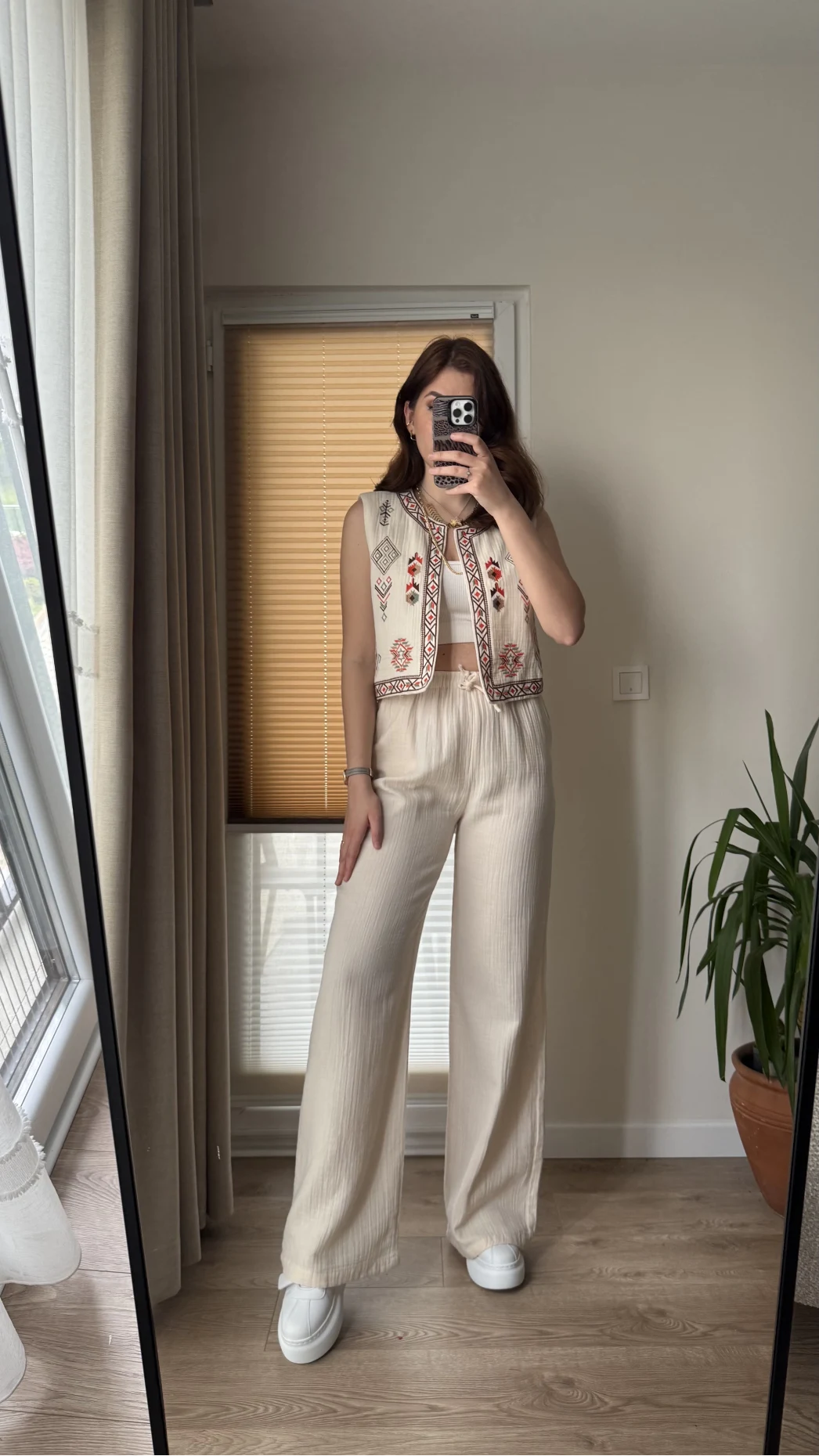 Müslin Pantolon - Taş - 4010