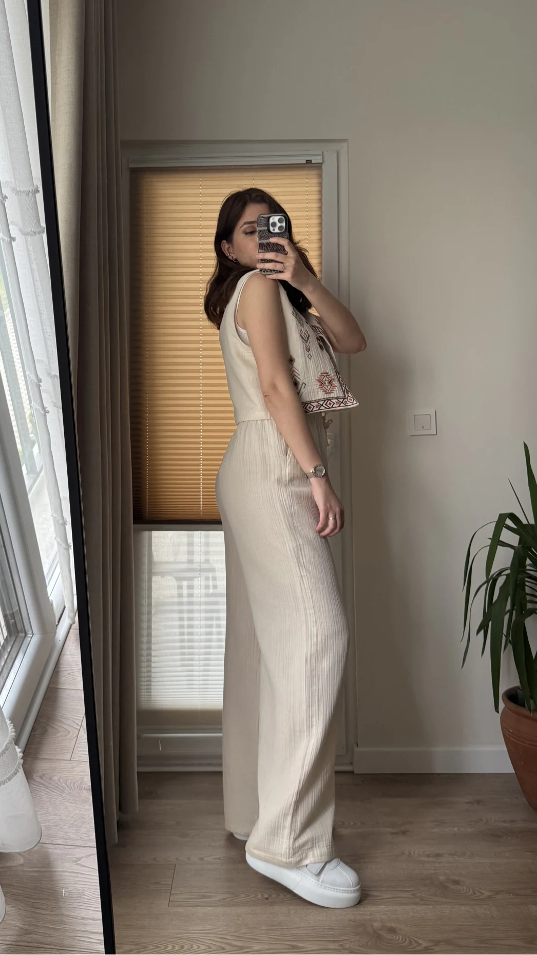 Müslin Pantolon - Taş - 4010