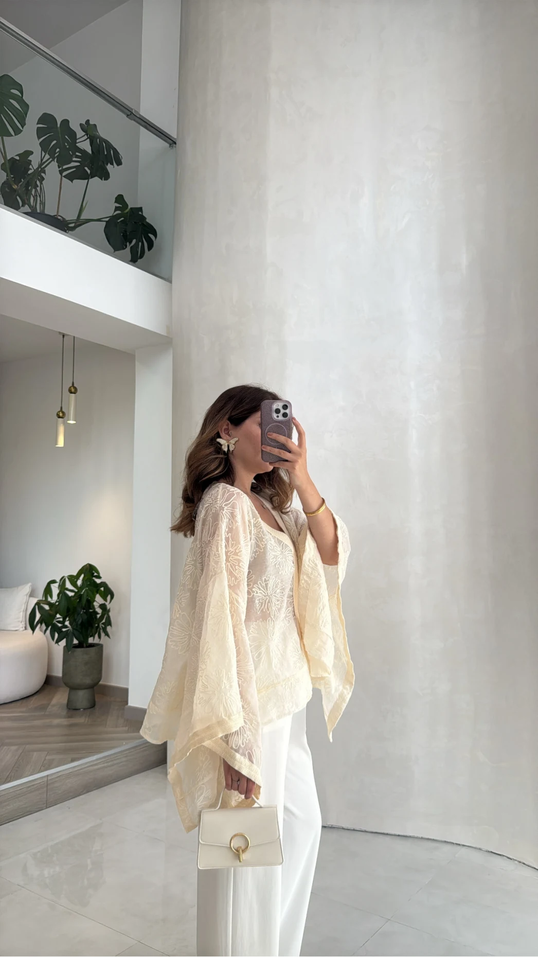 Nakışlı Kimono - Bej - Kod: 5100