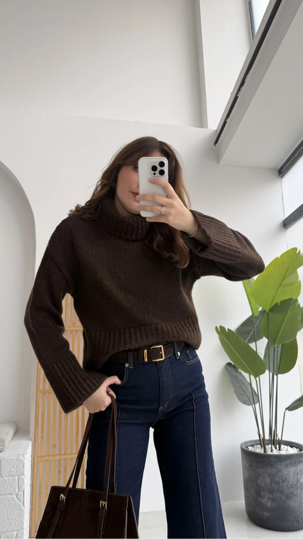 Natalie Boğazlı Kalın Kazak - Acı Kahve - Kod: 9071