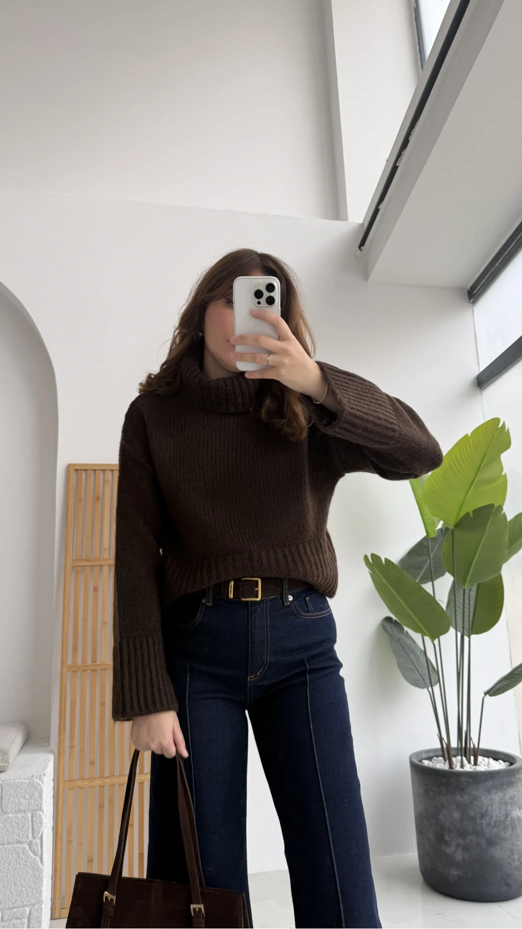 Natalie Boğazlı Kalın Kazak - Acı Kahve - Kod: 9071