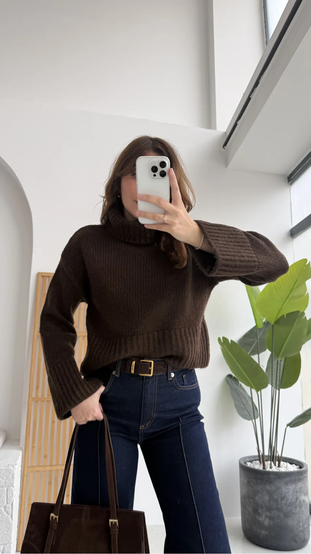 Natalie Boğazlı Kalın Kazak - Acı Kahve - Kod: 9071