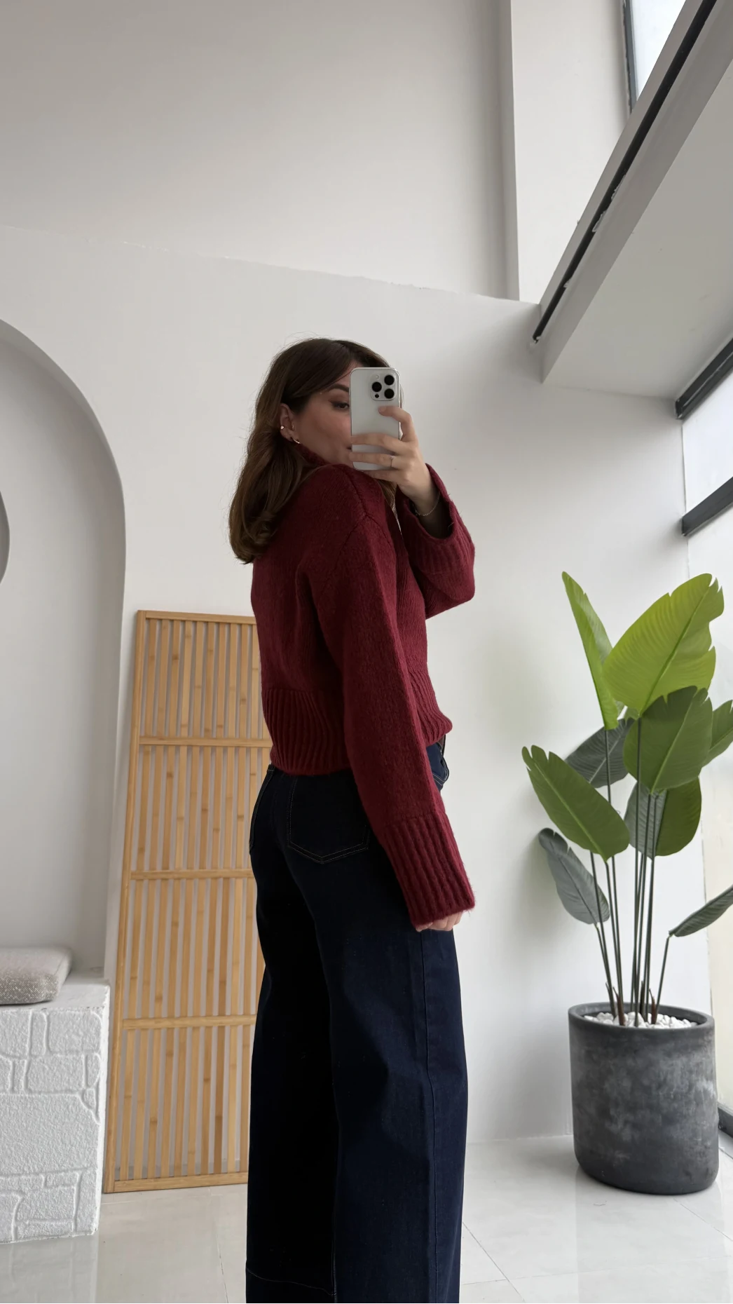 Natalie Boğazlı Kalın Kazak - Bordo - Kod: 9071