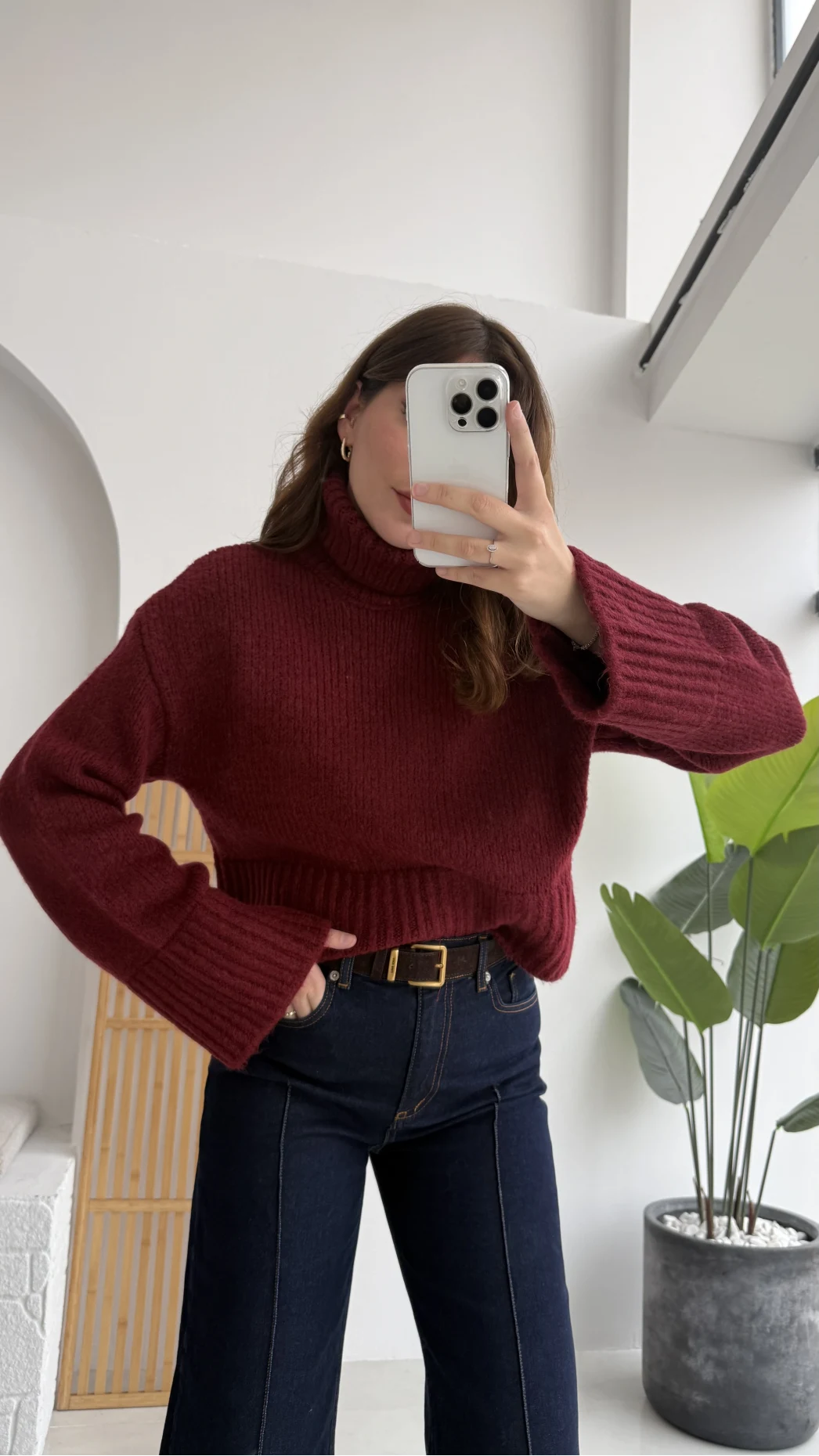 Natalie Boğazlı Kalın Kazak - Bordo - Kod: 9071