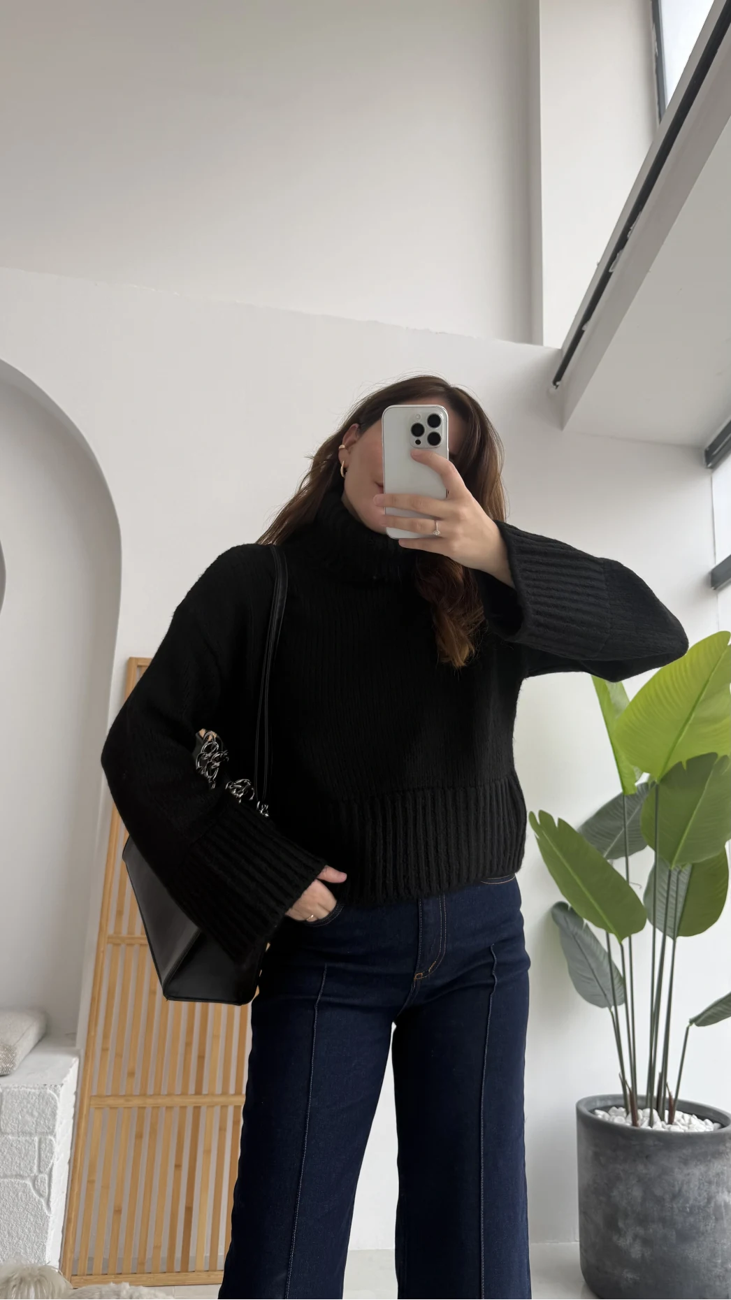 Natalie Boğazlı Kalın Kazak - Siyah - Kod: 9071