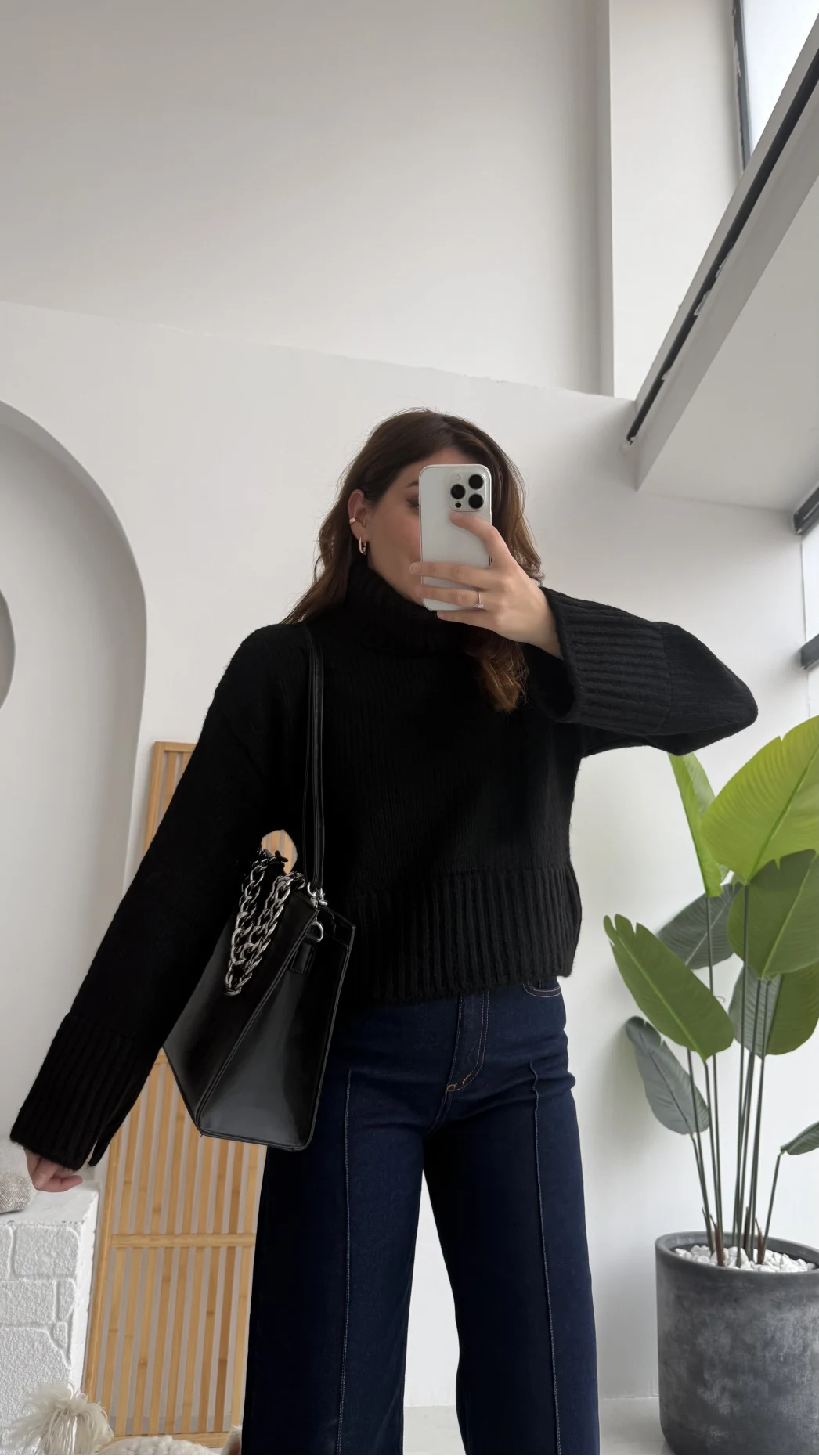 Natalie Boğazlı Kalın Kazak - Siyah - Kod: 9071