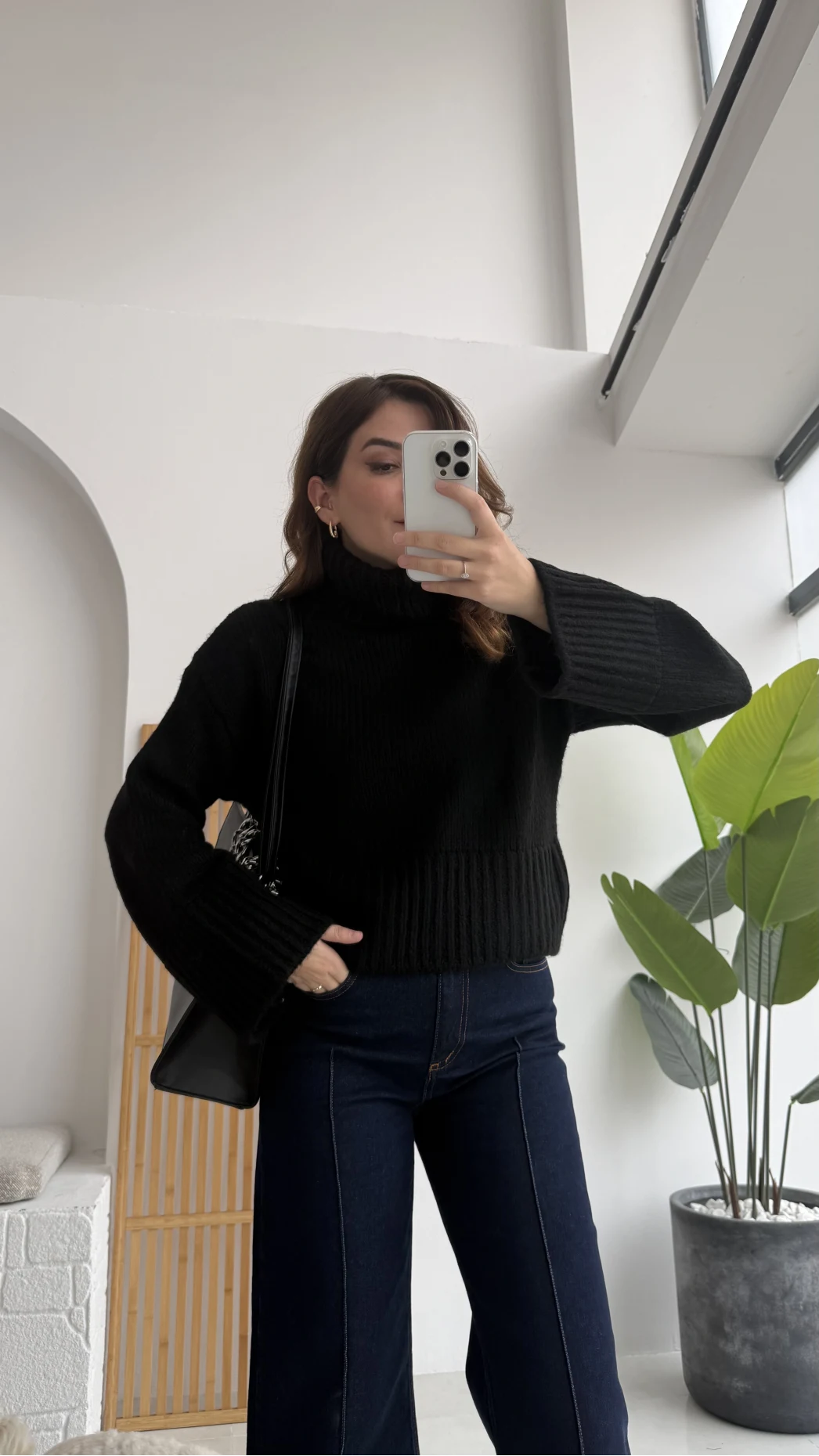 Natalie Boğazlı Kalın Kazak - Siyah - Kod: 9071