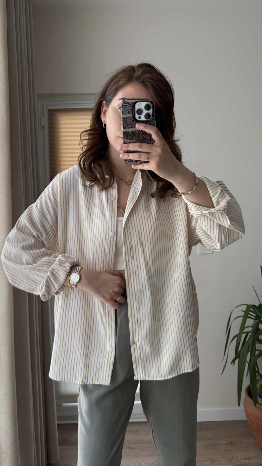 Natural Çizgili Gömlek - 2021 - Desen 10